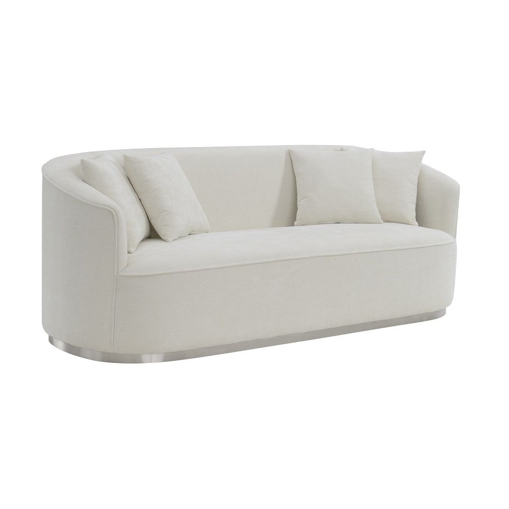 Odette - Sofa With 4 Pillows - Beige Chenille, white, view 2