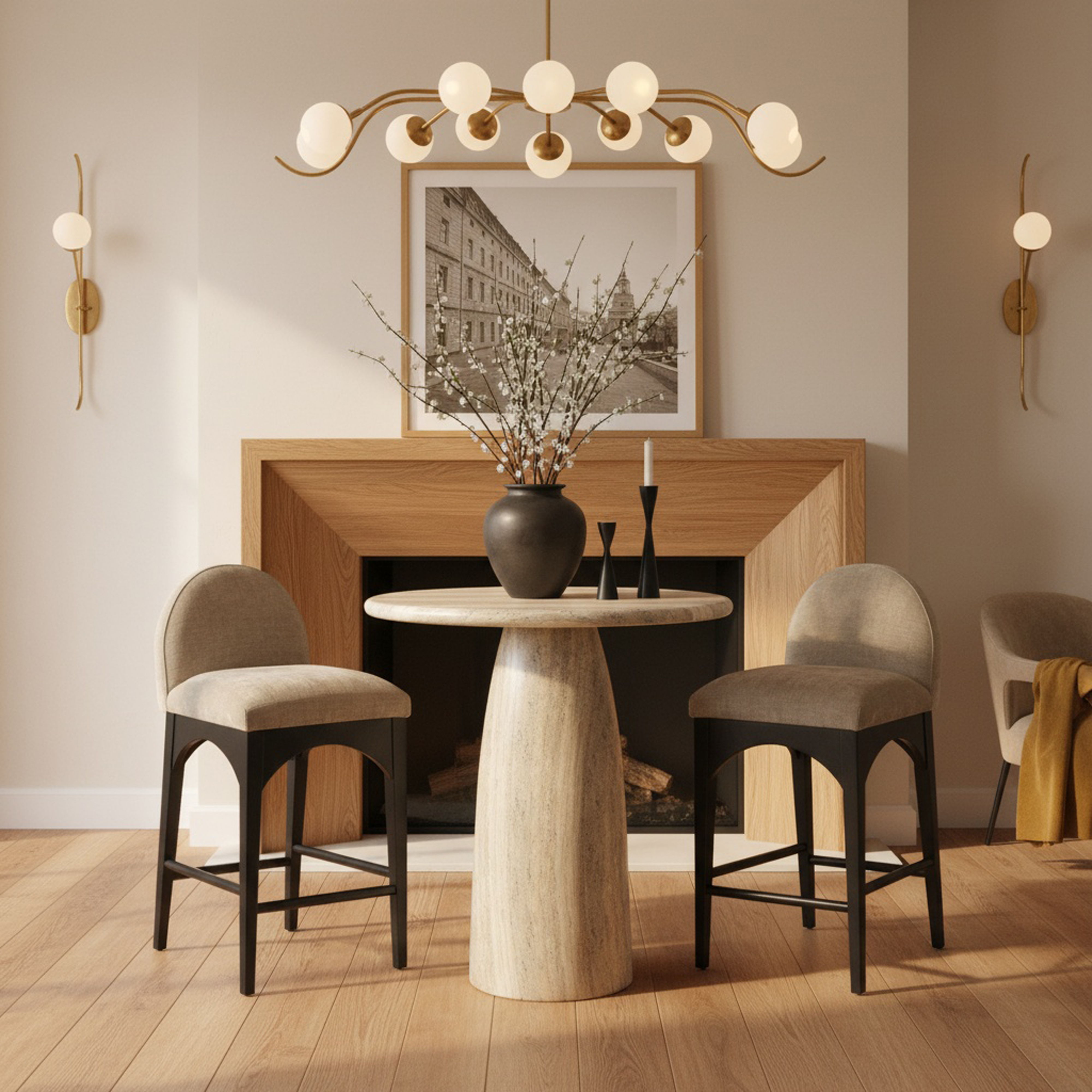 Cosenza - Concrete Indoor / Outdoor Counter Height Table - Travertine