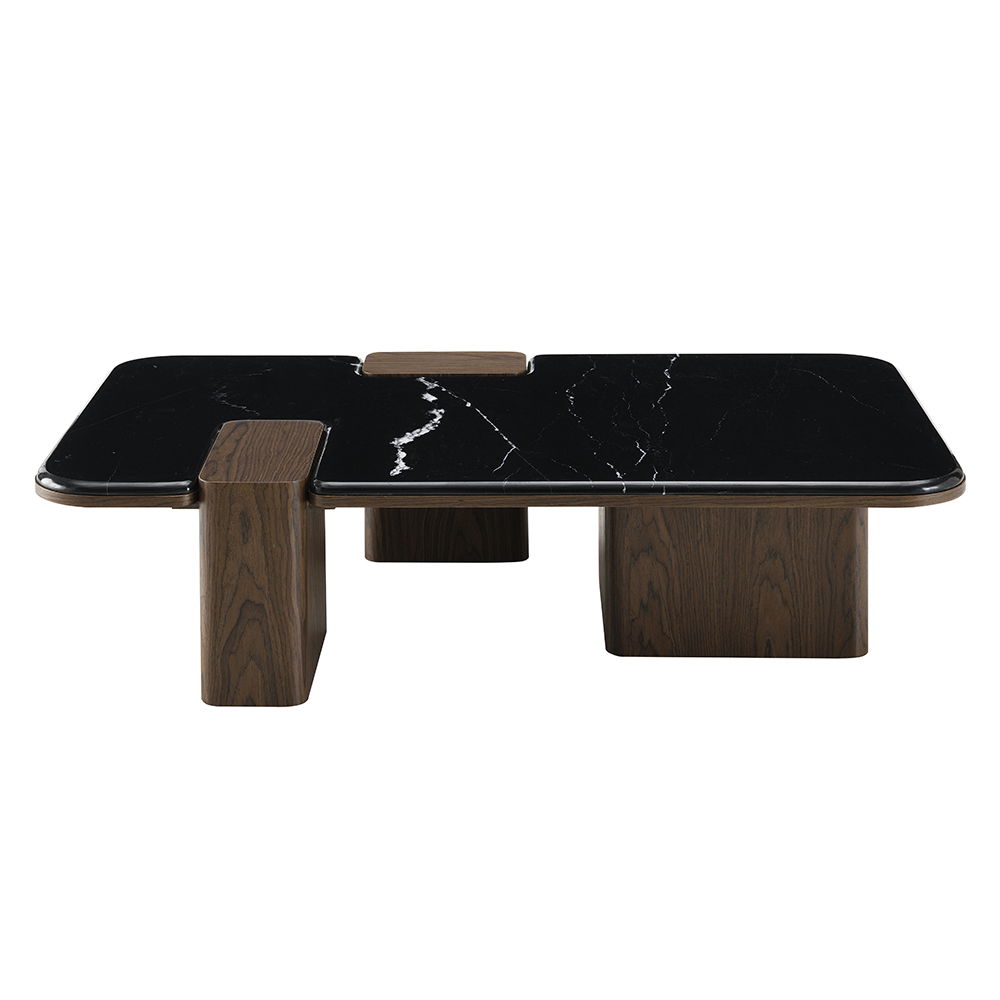 Dana - Coffee Table With Marble Top - Natural / Dark Walnut, dark brown, view 6