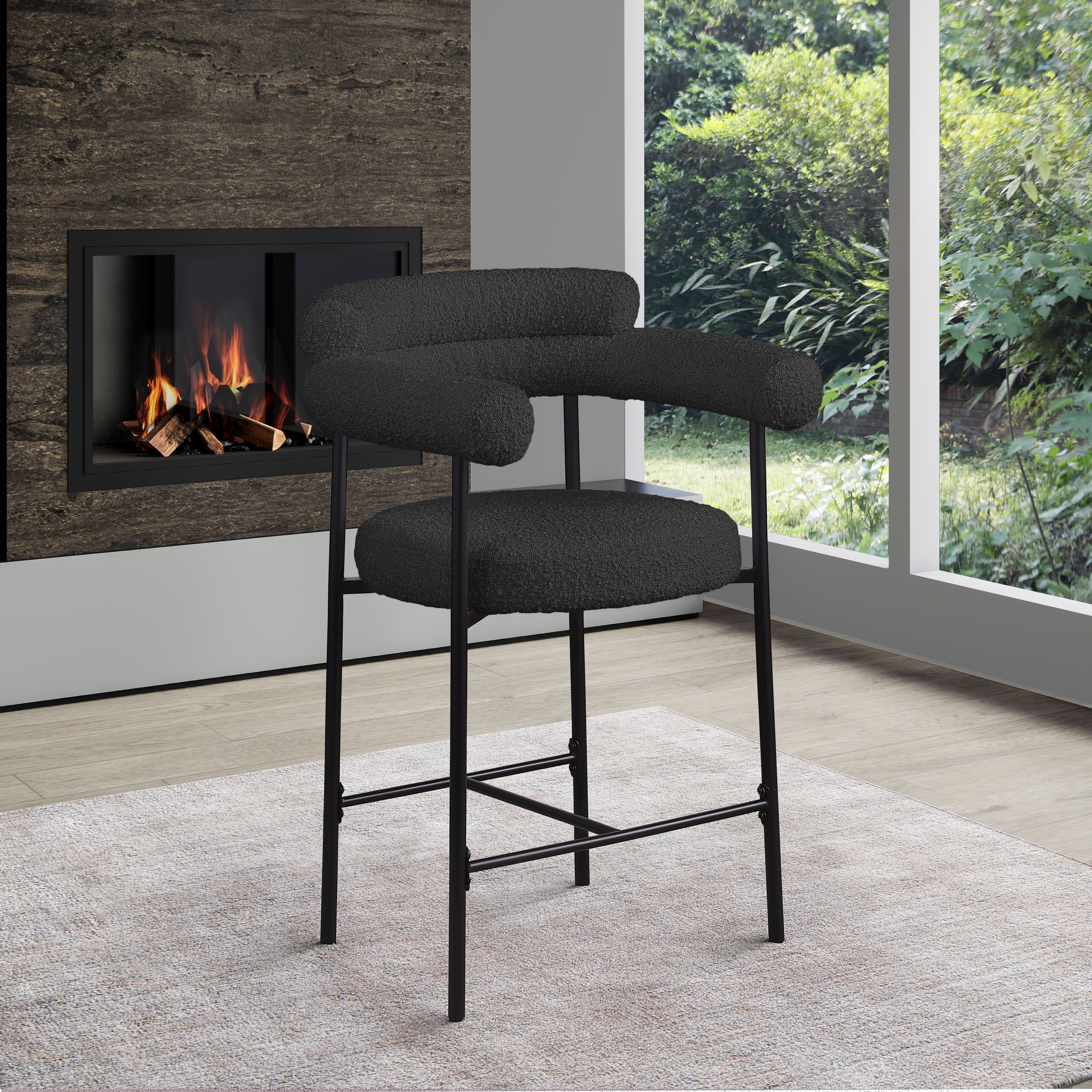 Blake - Counter Stool With Black Base (Set of 2) - Black