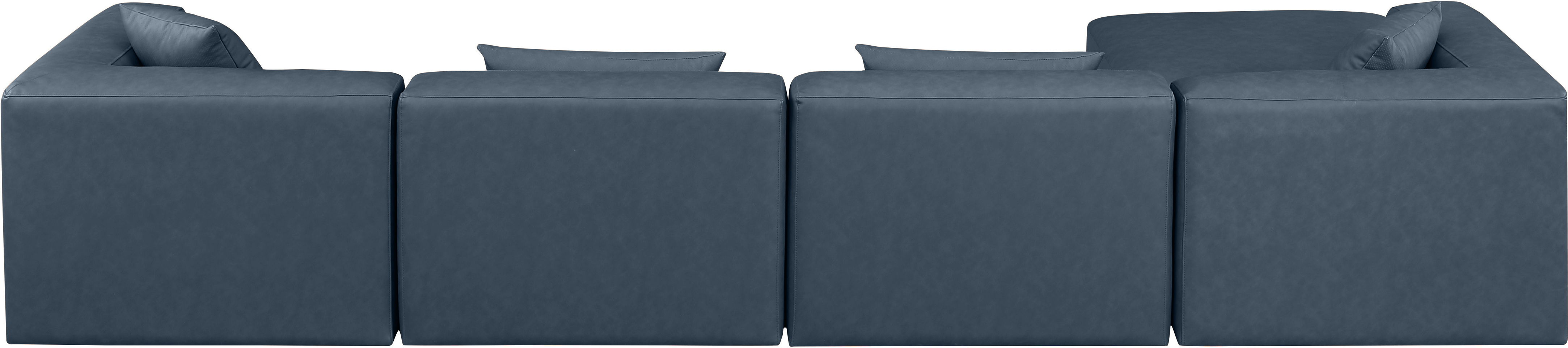 Cube - 5 Piece Modular Sectional With Chaise - Navy Blue