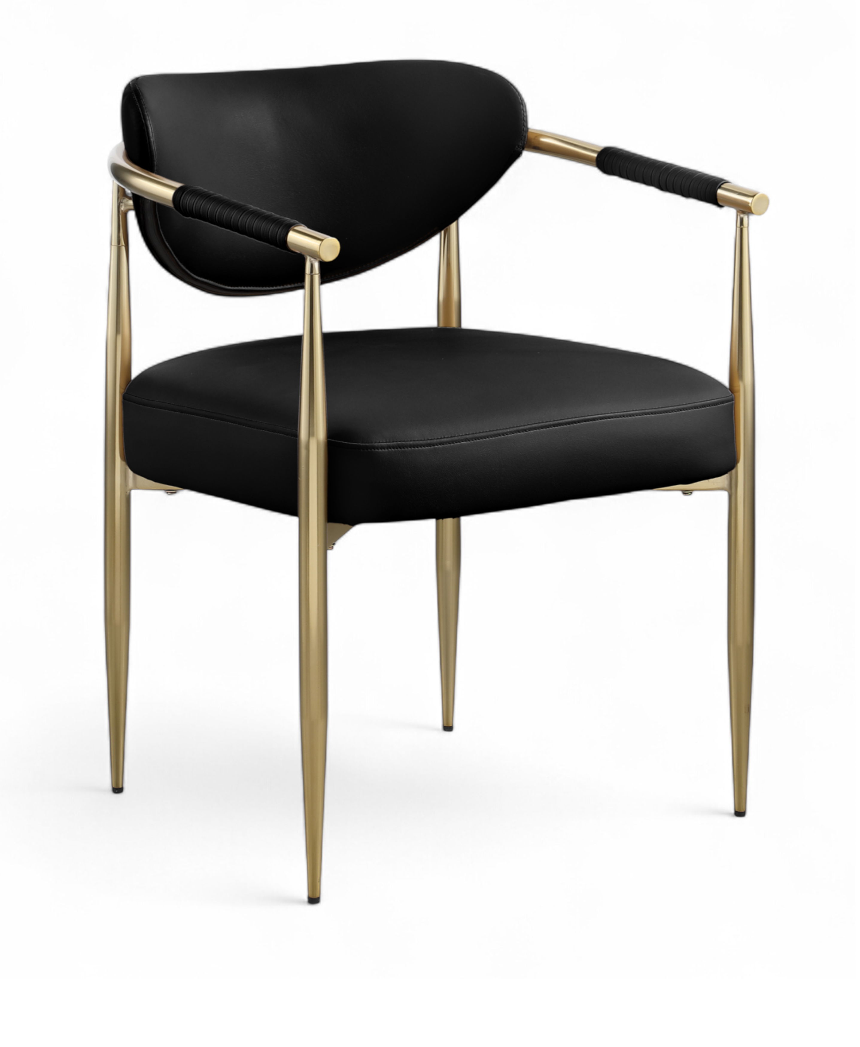 Virella - Vegan Leather Upholstered Dining Chair With Gold Base (Set of 2) - Black