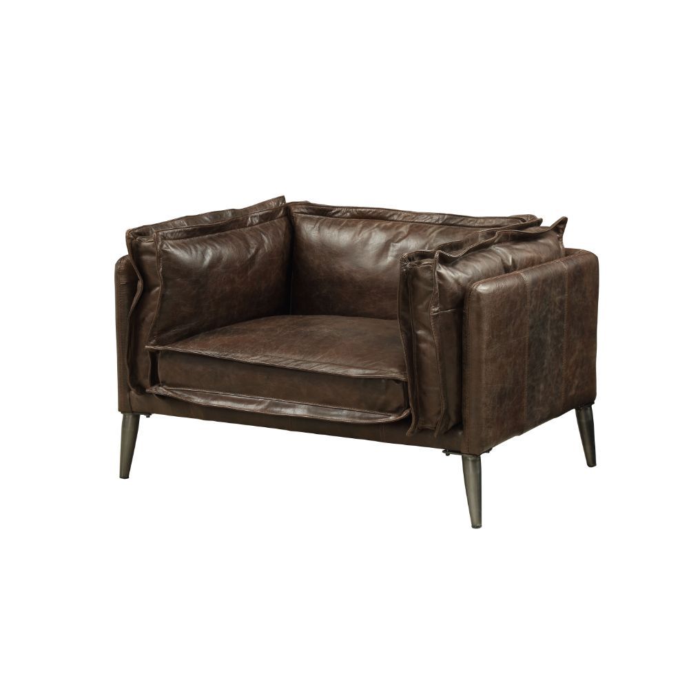 Porchester - Chair - Distress Chocolate Top Grain Leather, dark brown