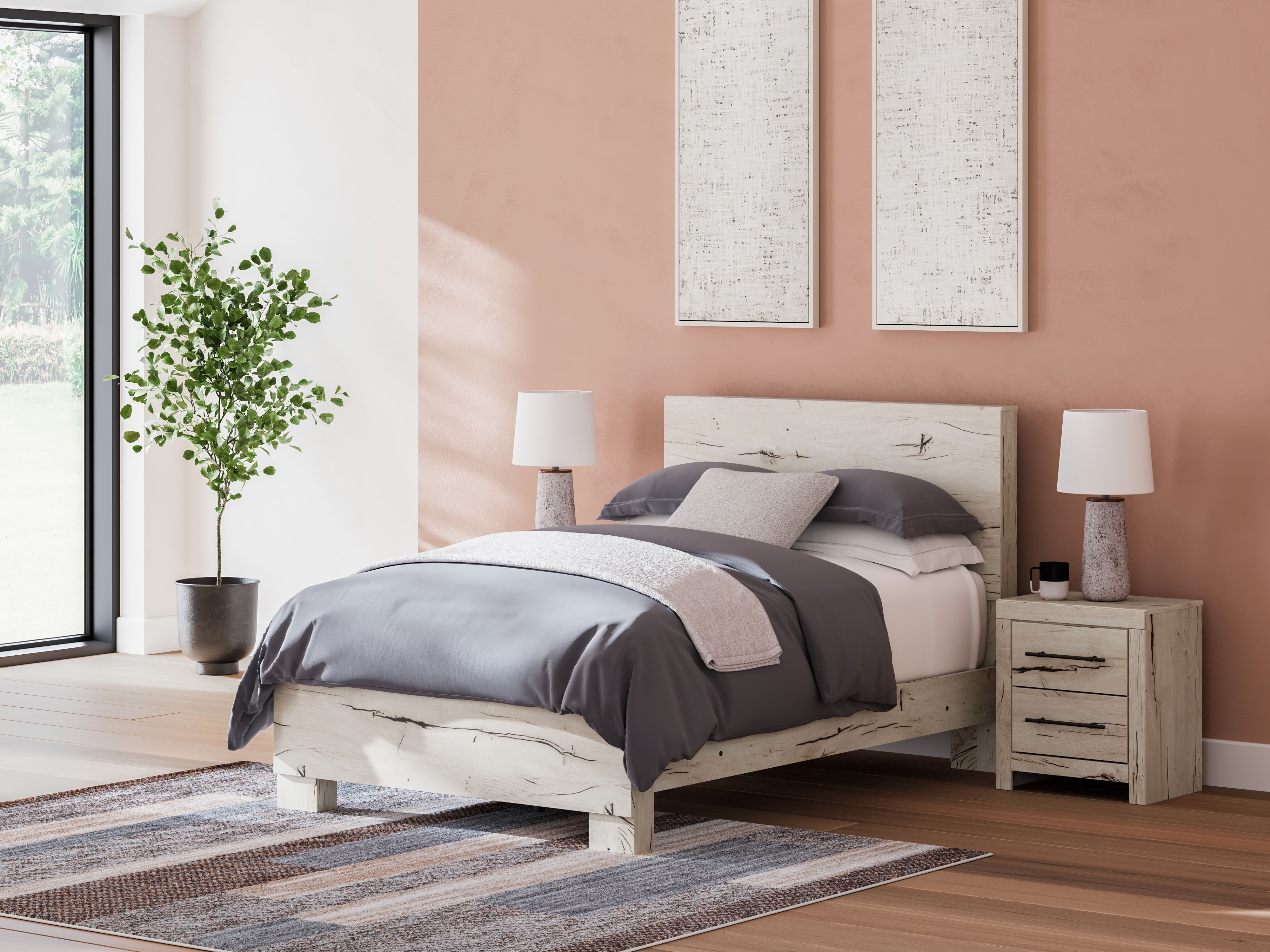 Ashley Lawroy - Light Natural - Full Panel Bed