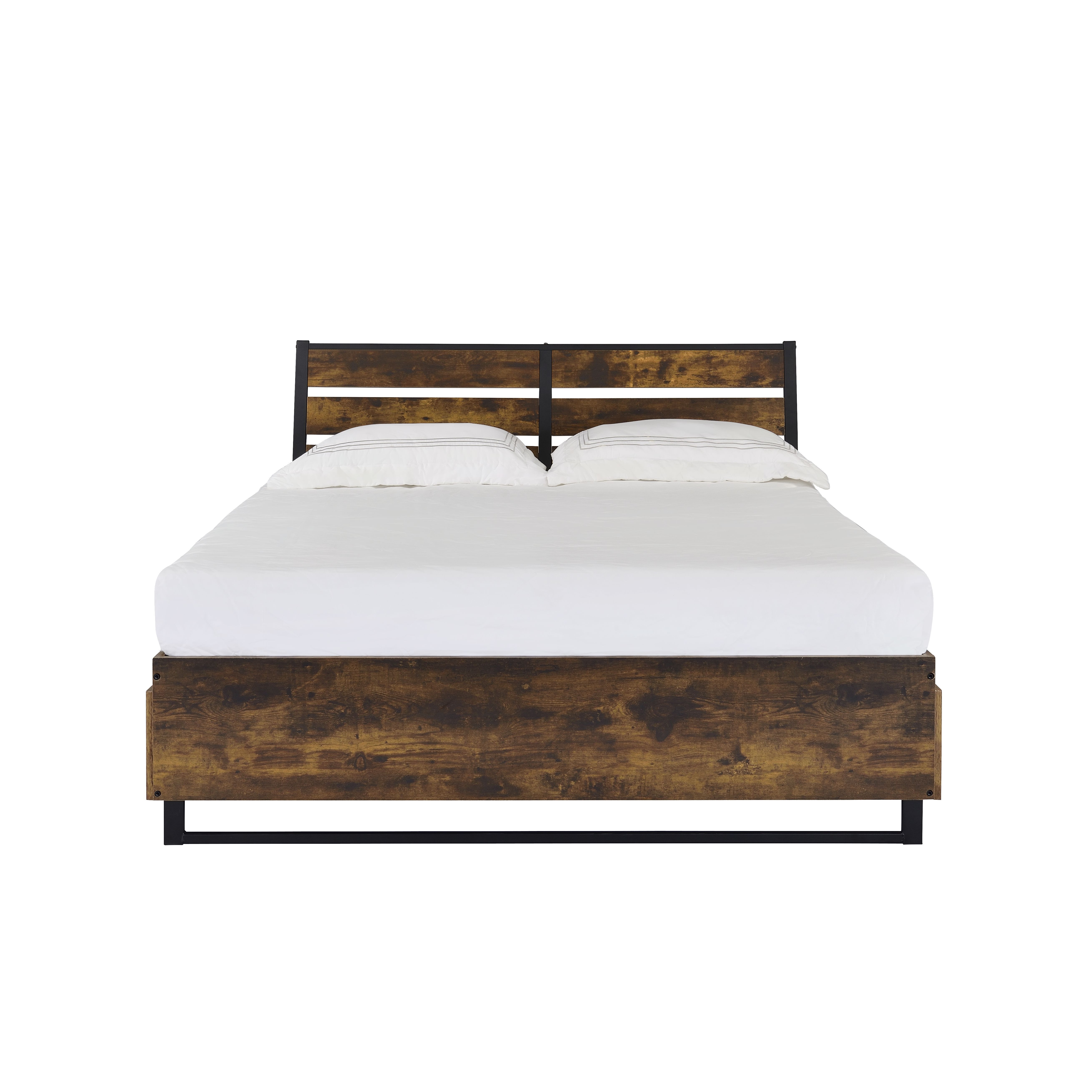 Juvanth - Eastern King Bed With Storage - Rustic Oak & Black, dark brown, view 2