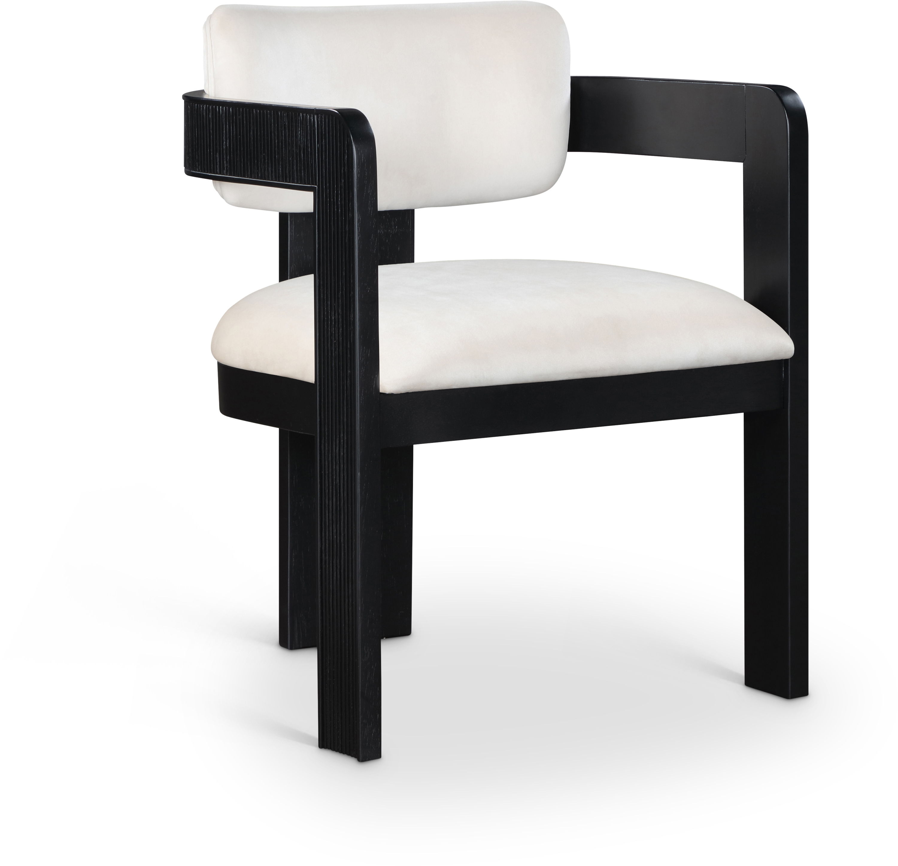 Sacha - Velvet Dining Chair With Black Base (Set of 2) - Cream