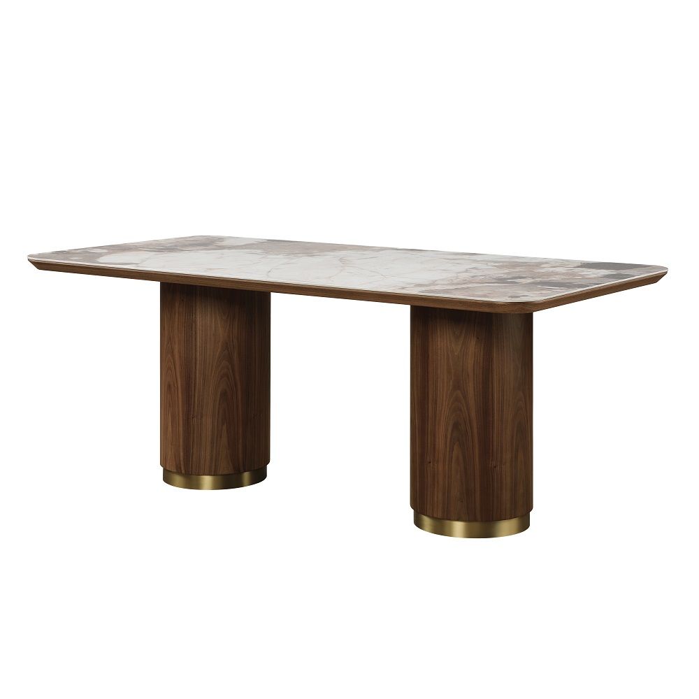 Willene - Dining Table With Ceramic Top - Walnut, dark brown, view 2