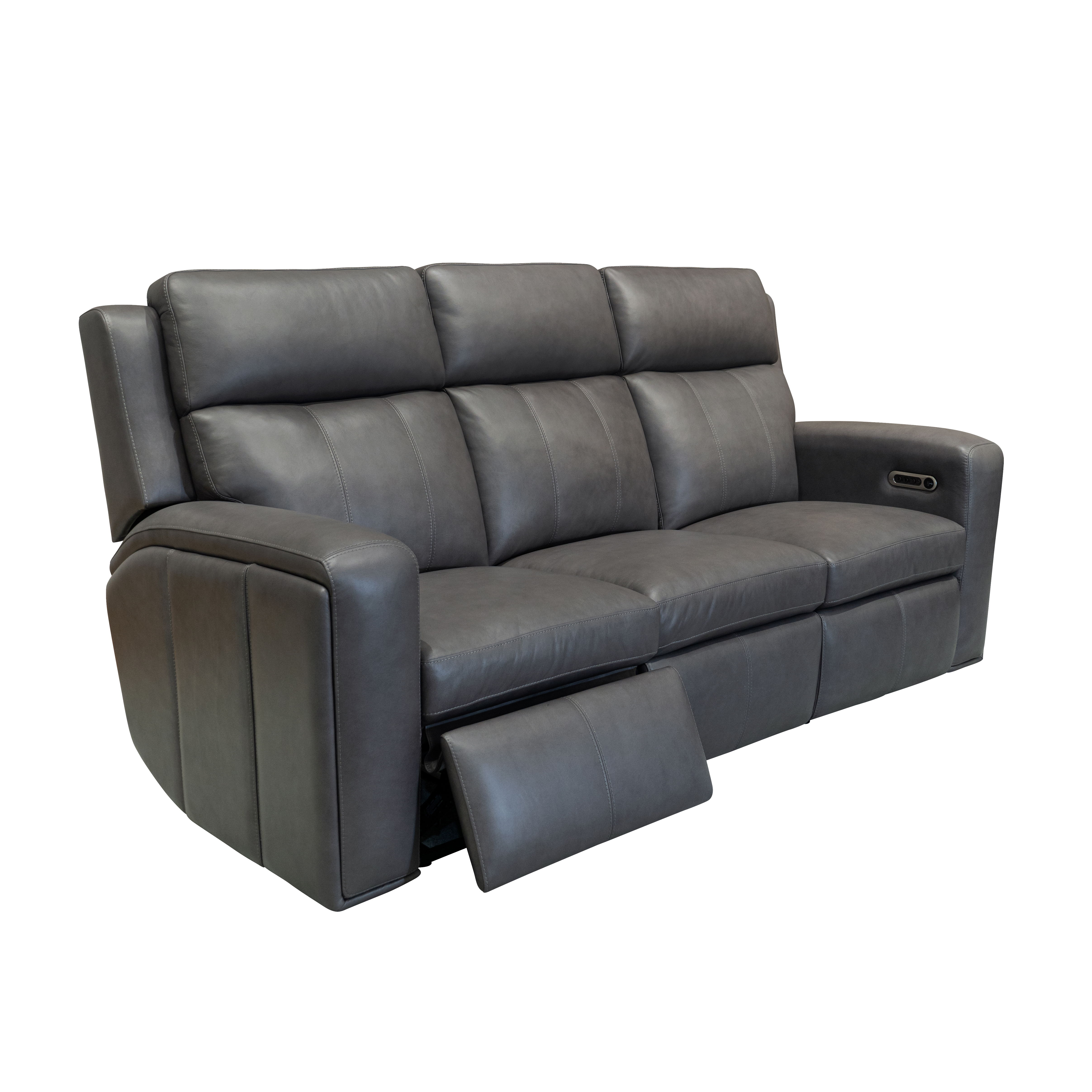 Wyatt - Power Reclining Sofa With Power Headrests & Lumbar - Gunmetal, dark gray, view 3
