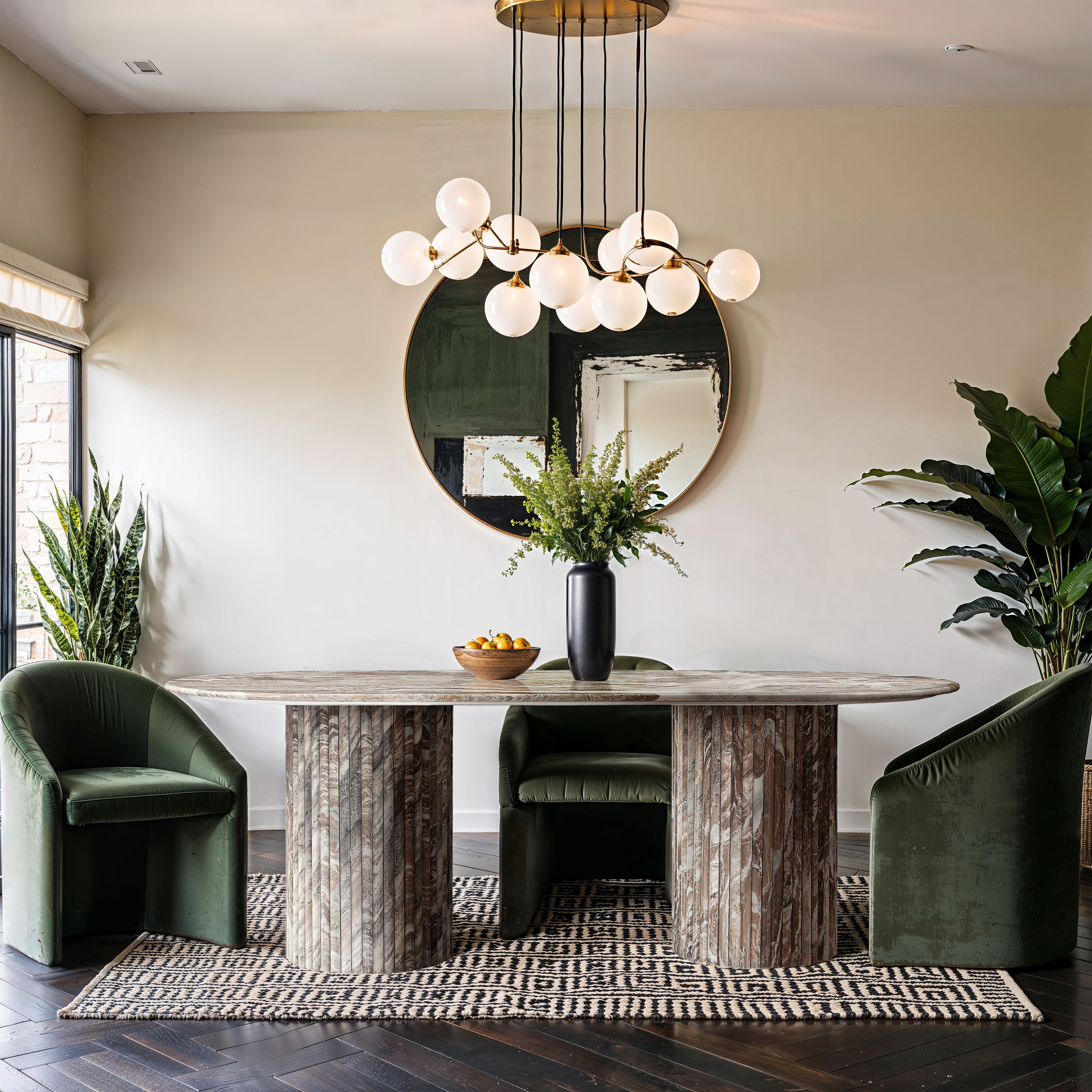 Messina - Marble Dining Table - Brown