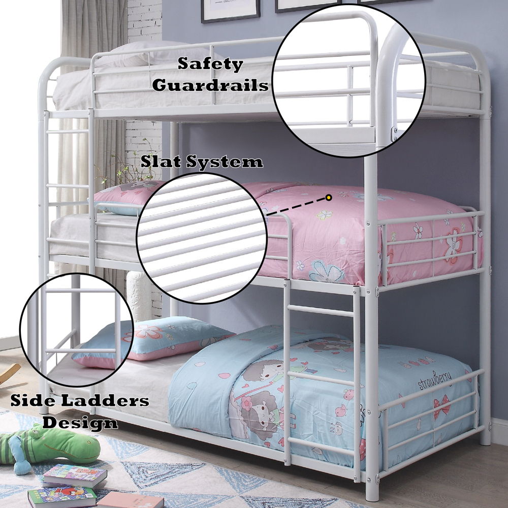 Cairo - Triple Full Bunk Bed - White, white, view 3