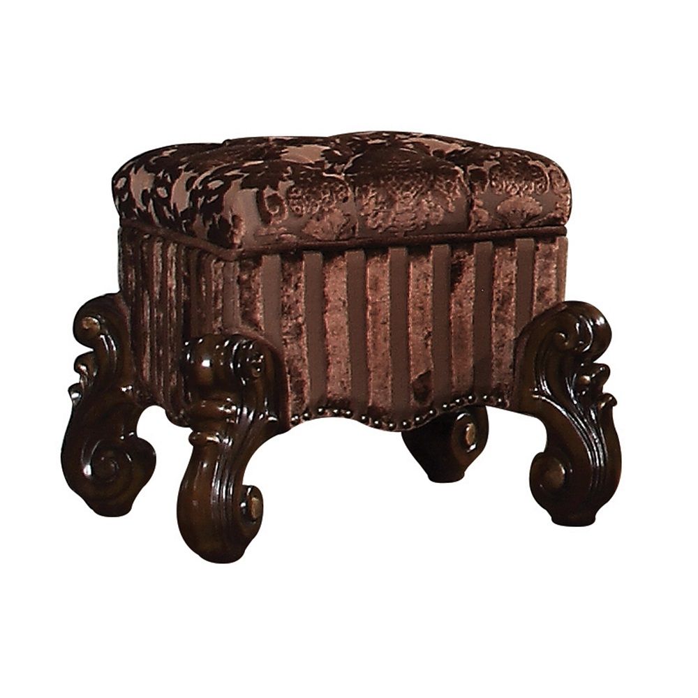 Versailles - Vanity Stool - Fabric & Cherry Oak, dark brown