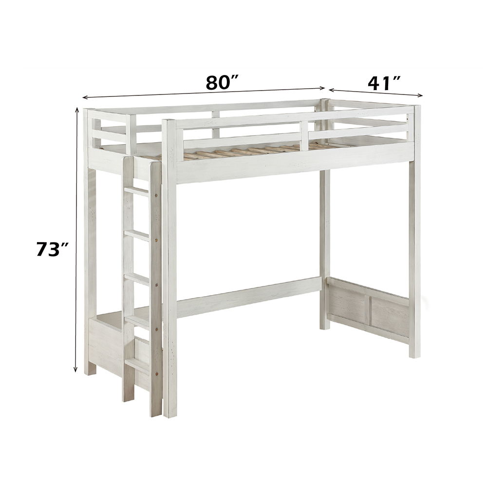 Celerina - Twin Loft Bed - Weathered White, white, view 5