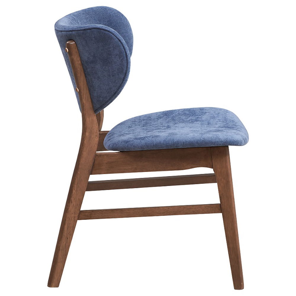 Bevis - Side Chair (Set of 2) - Blue Fabric & Walnut, dark brown, view 2