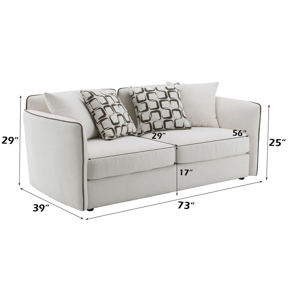 Yolanda - Loveseat With 4 Pillows - Beige Chenille, beige, view 7