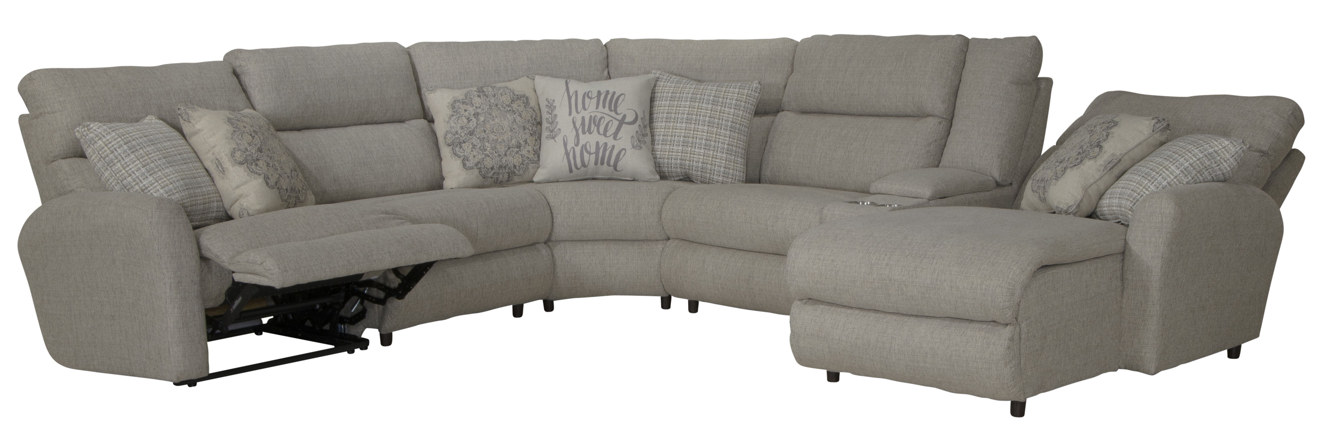McPherson - 6 Piece Power Reclining Sectional With RSF Lay-Back Chaise And 1 Lay-Flat Reclining Seat - Beige