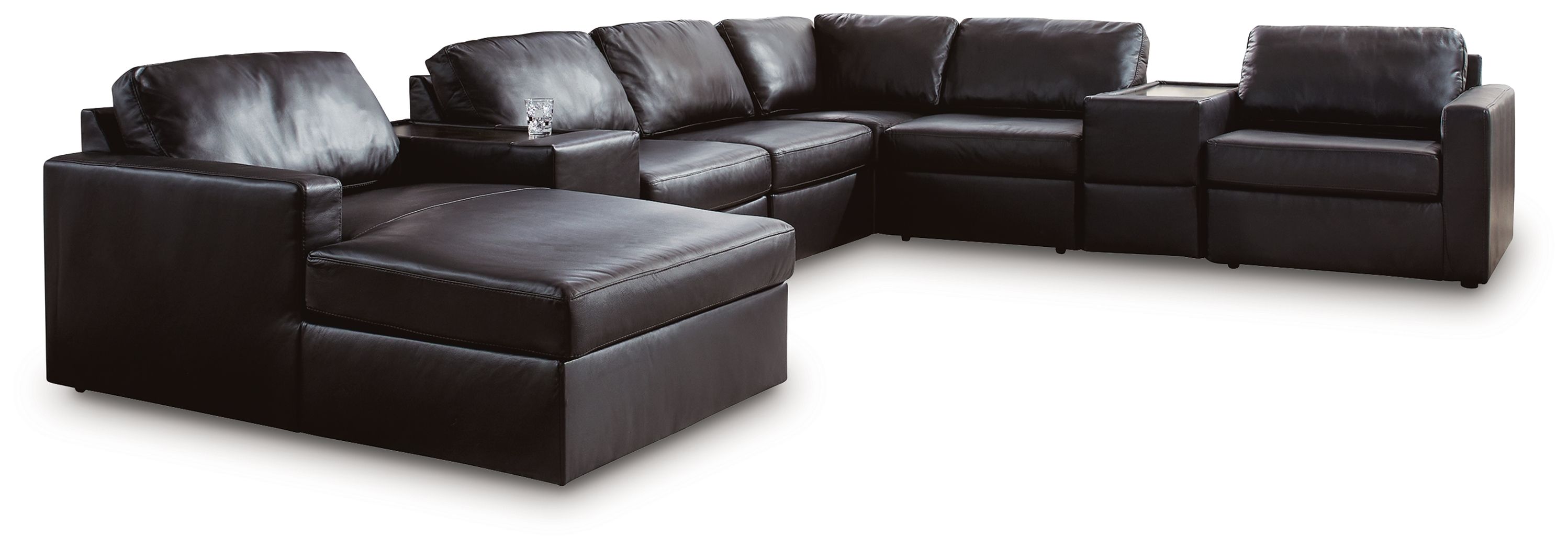8 Pc · Sectional With LAF Corner Chaise And Storage Consoles