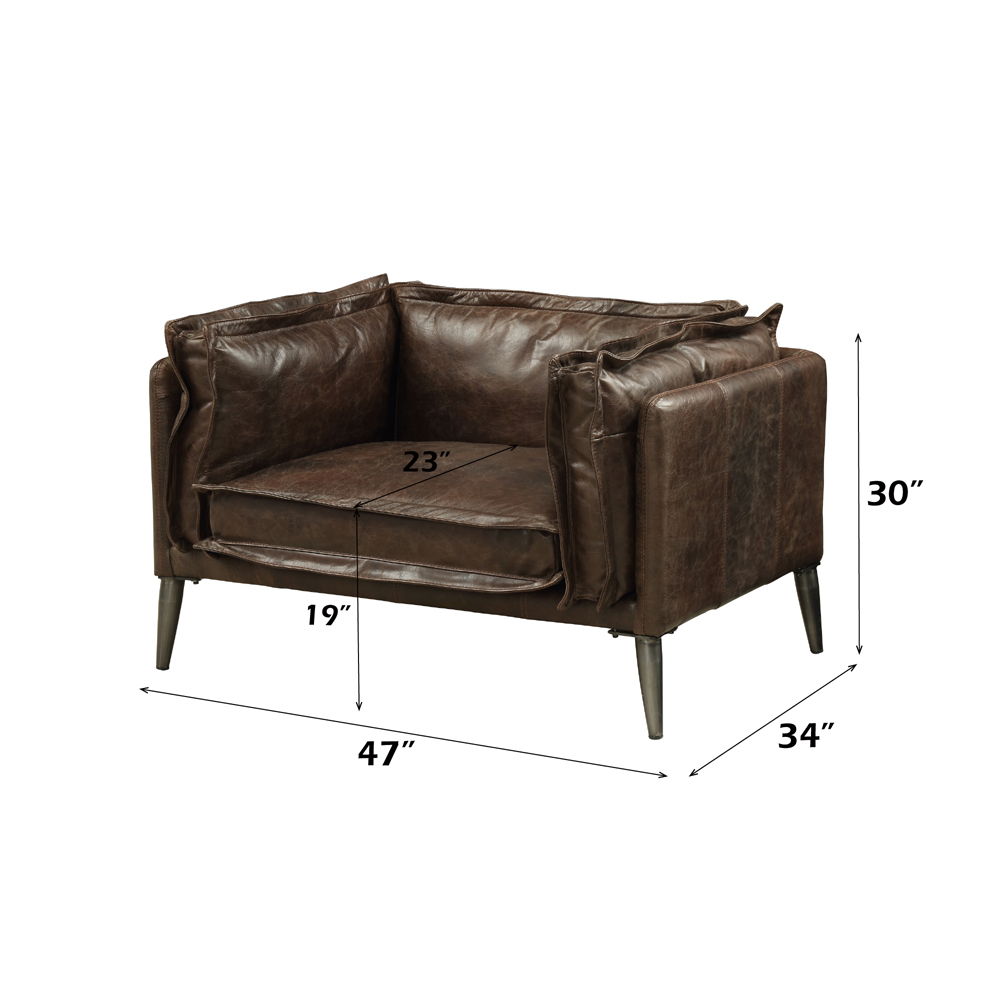 Porchester - Chair - Distress Chocolate Top Grain Leather, dark brown, view 4