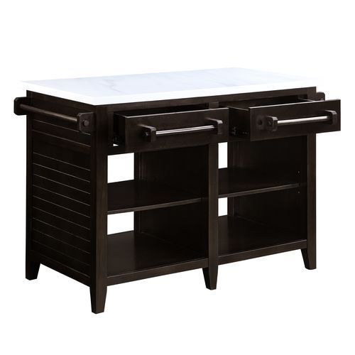 Darwid - Kitchen Island - Marble Top Top & Espresso, white, view 4