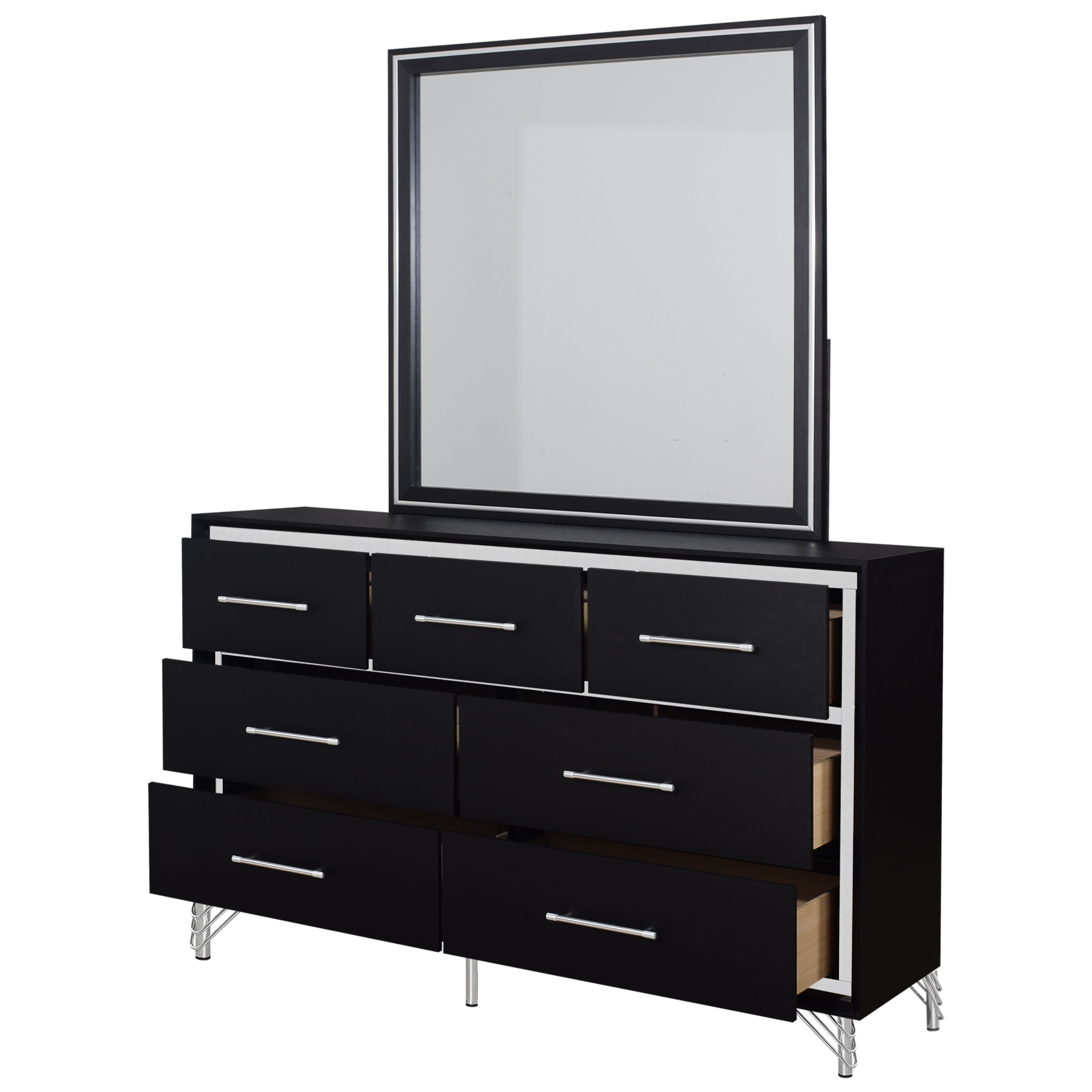 Ava - Dresser & Mirror - Black