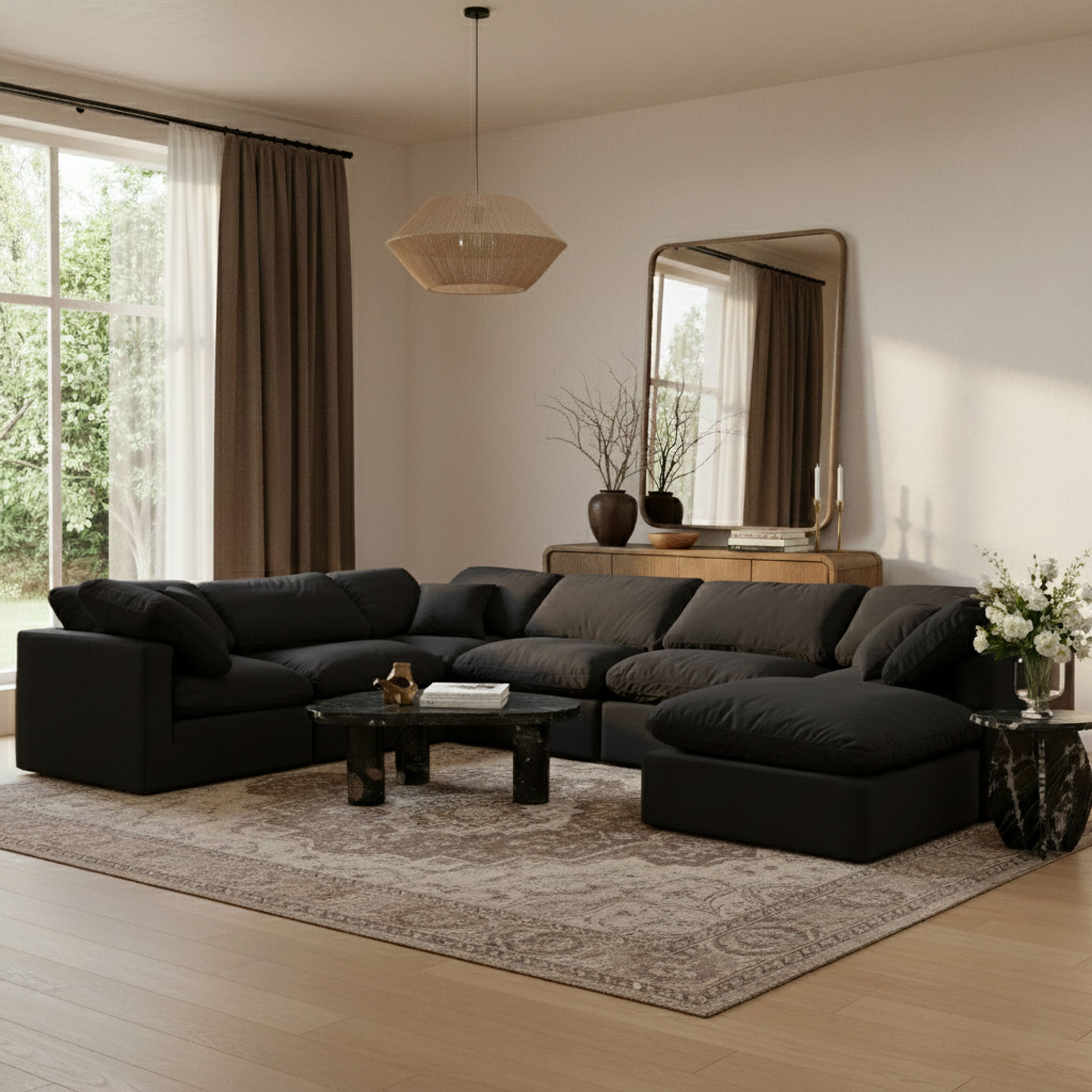 Indulge - Velvet 7 Piece Modular Sectional - Charcoal