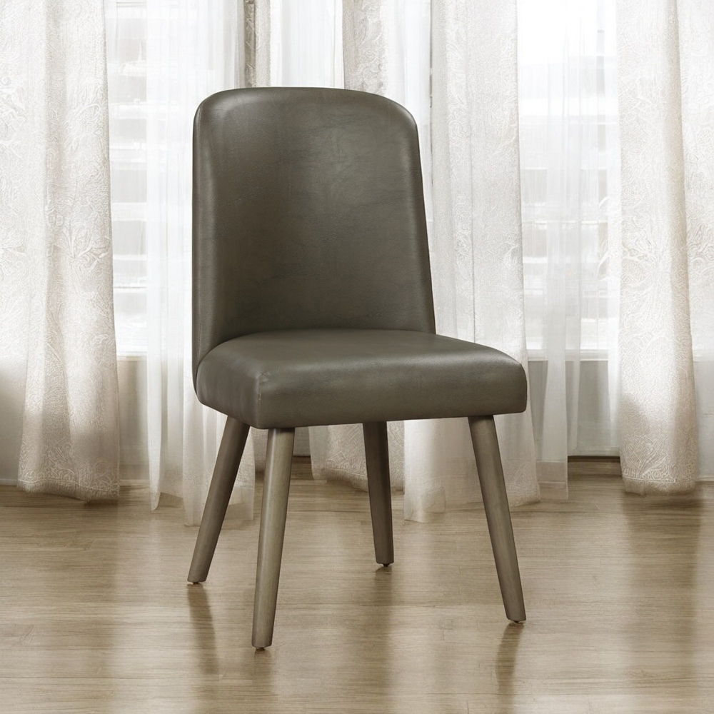 Waylon - Side Chair (Set of 2) - Gray Synthetic Leather & Gray Oak, dark gray, view 7