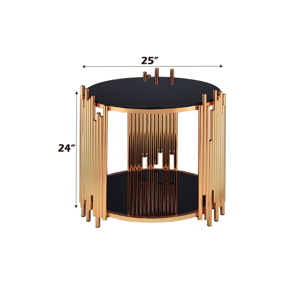 Tanquin - End Table - Black Glass & Gold, black, view 6