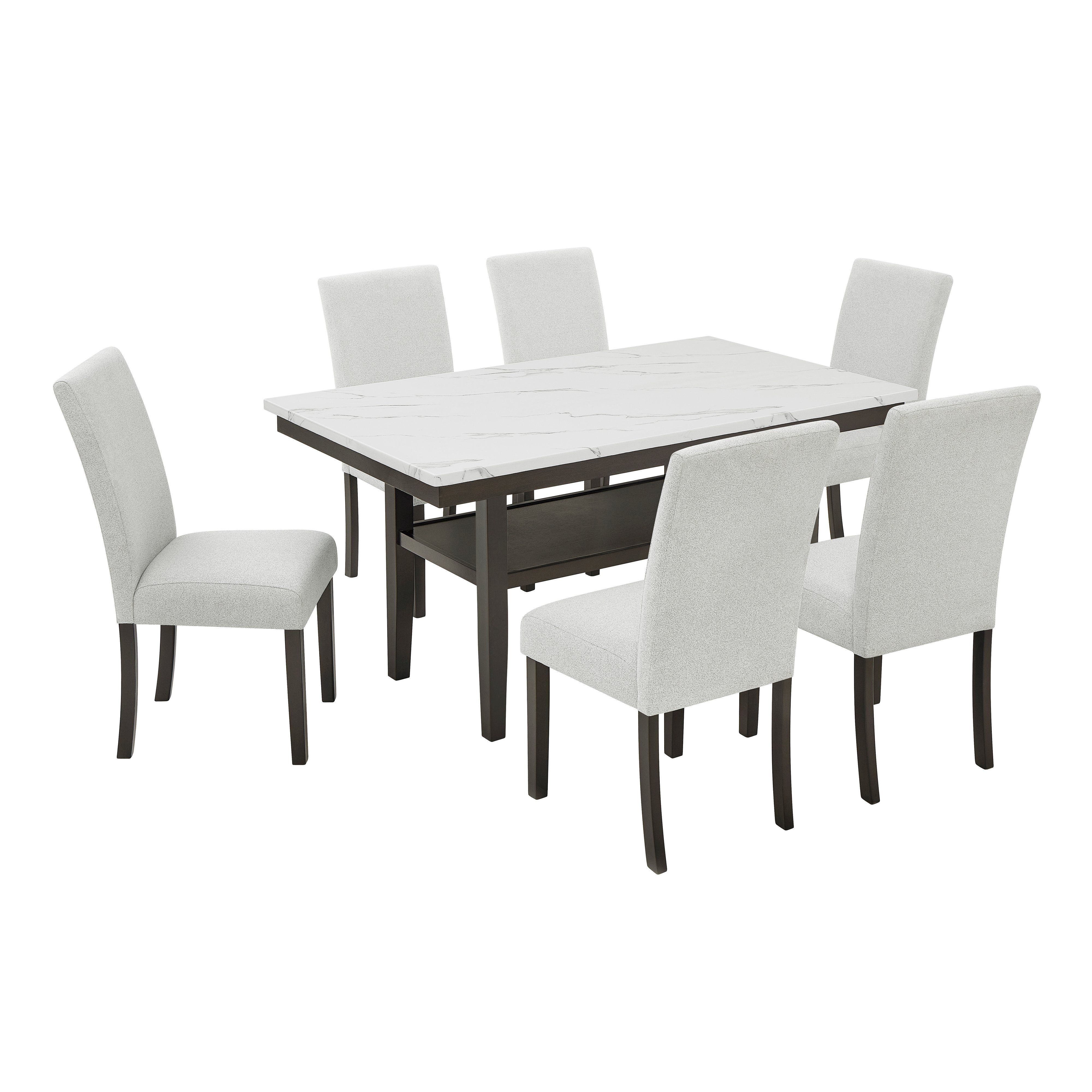 Carissa - Rectangle Dining Table With 6 Chairs - White