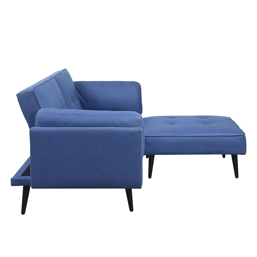 Nafisa - Adjustable Sofa & Ottoman - Blue Fabric, blue, view 3