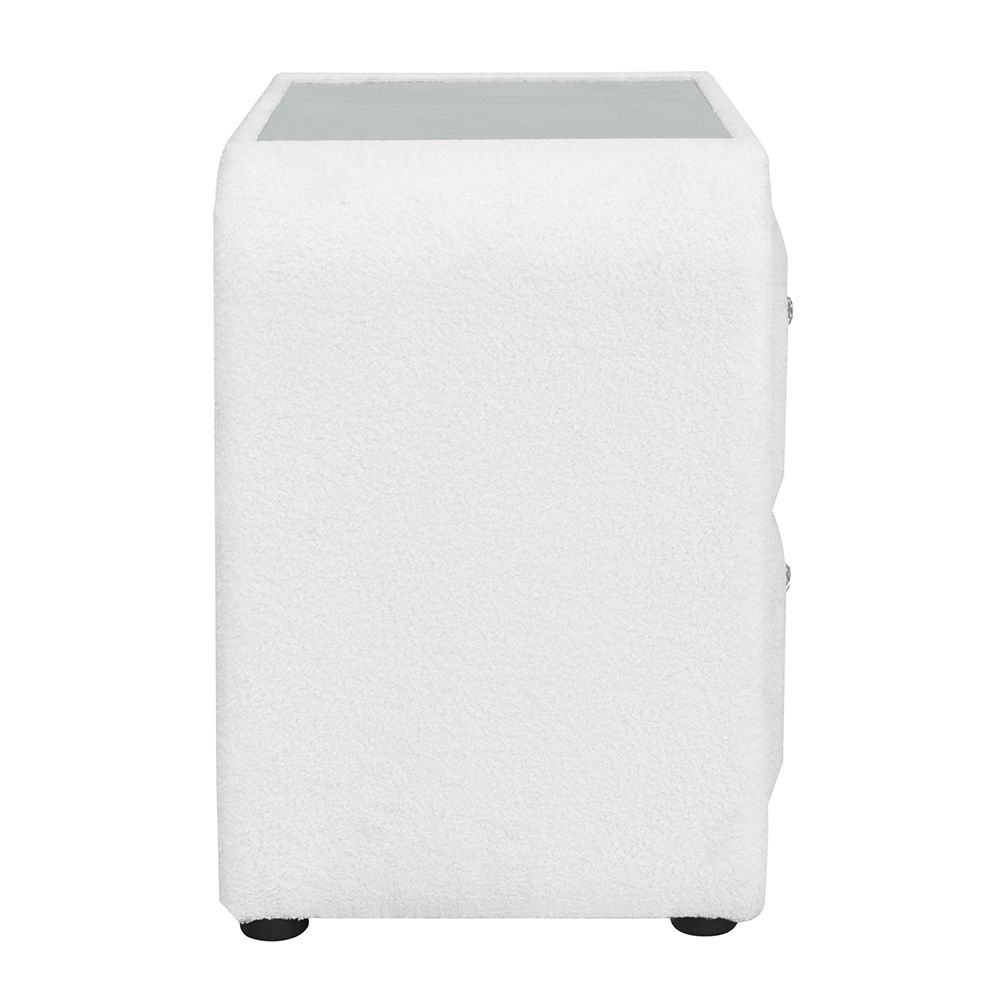 Shelyn - Nightstand - White Teddy Sherpa & Chrome, white, view 3