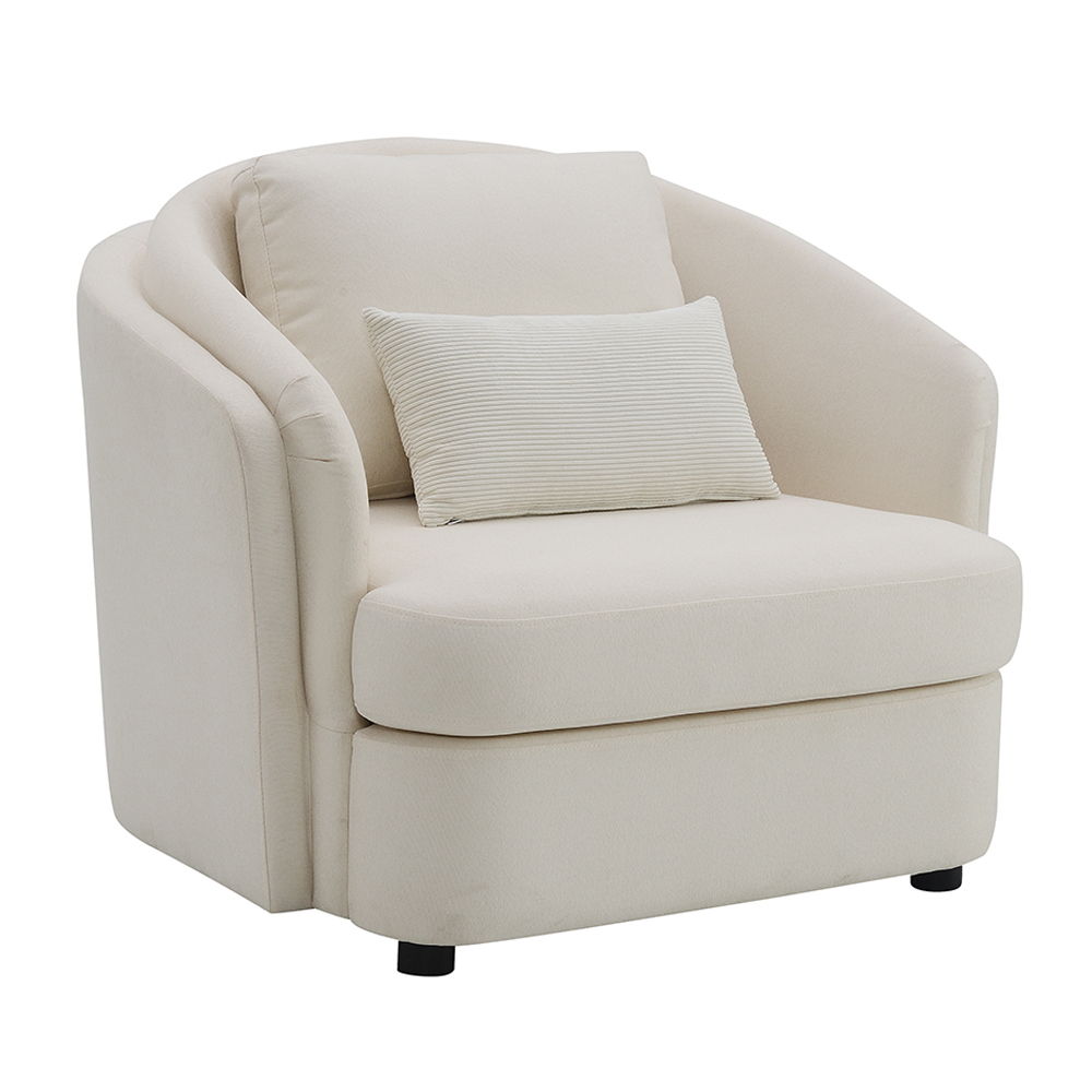 Mariko - Chair With Pillow - Beige Linen, beige