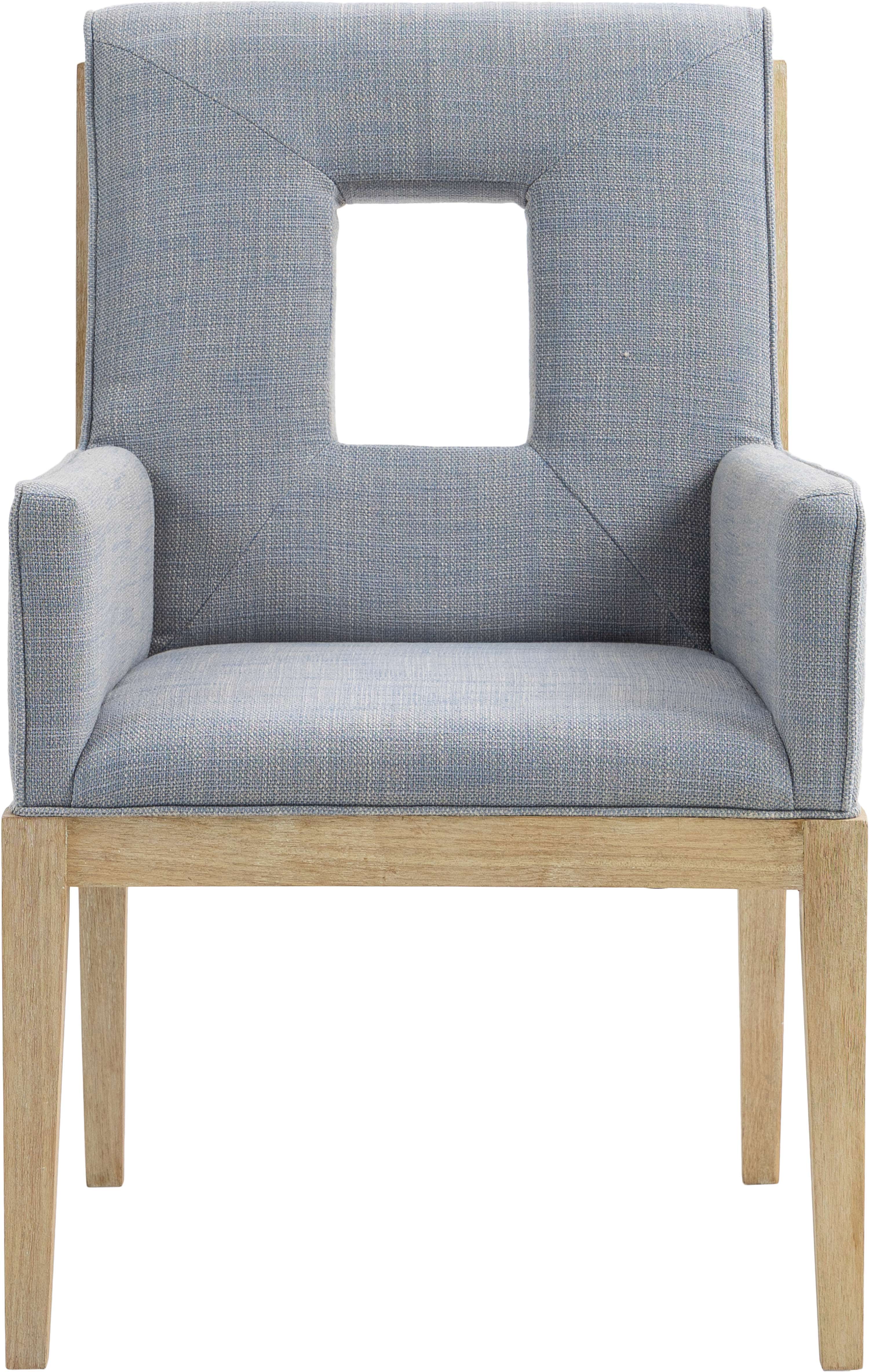 Gwendolyn - Dining Arm Chair With Natural Frame - Light Blue