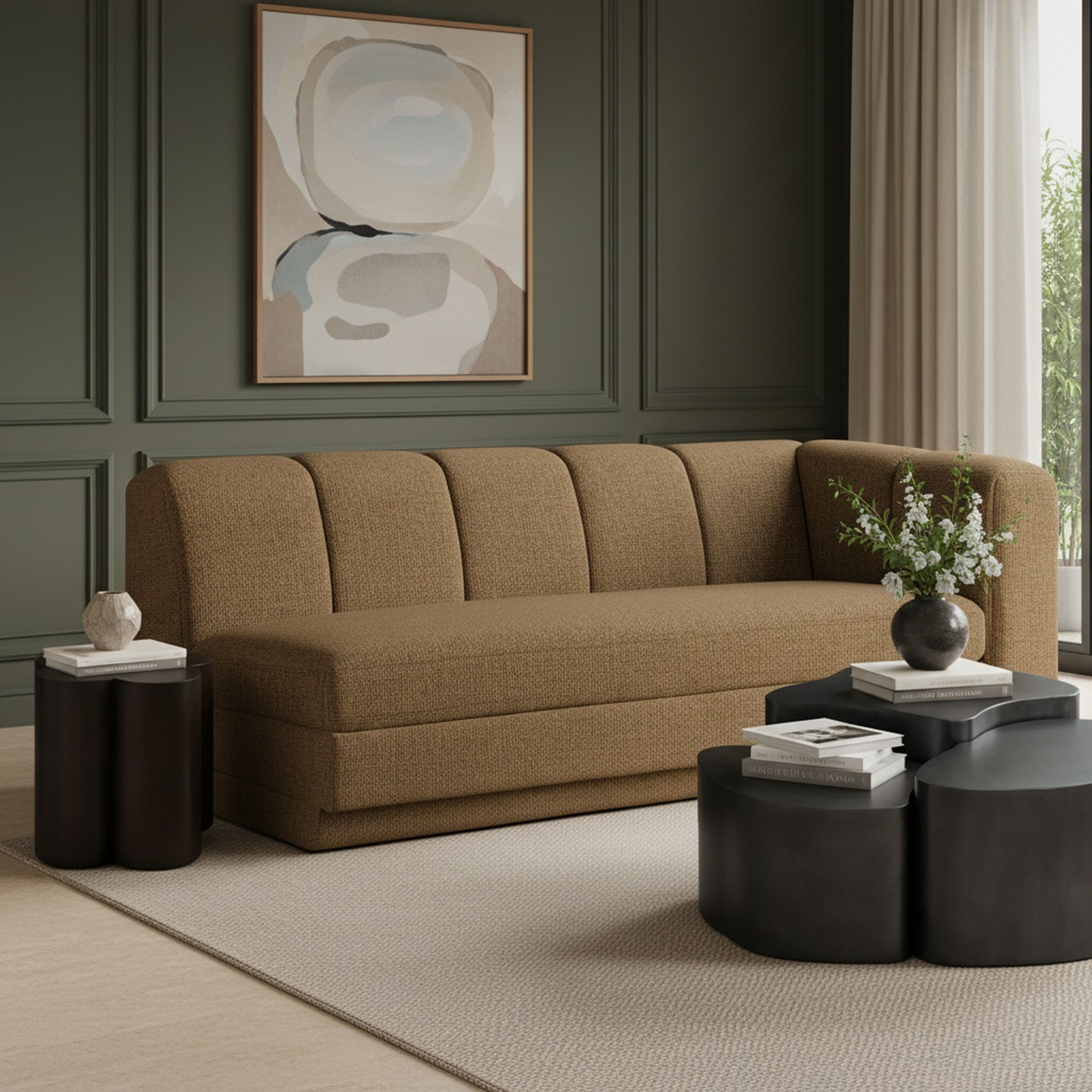 Modari - Fabric Upholstered Right Arm Sofa - Brown