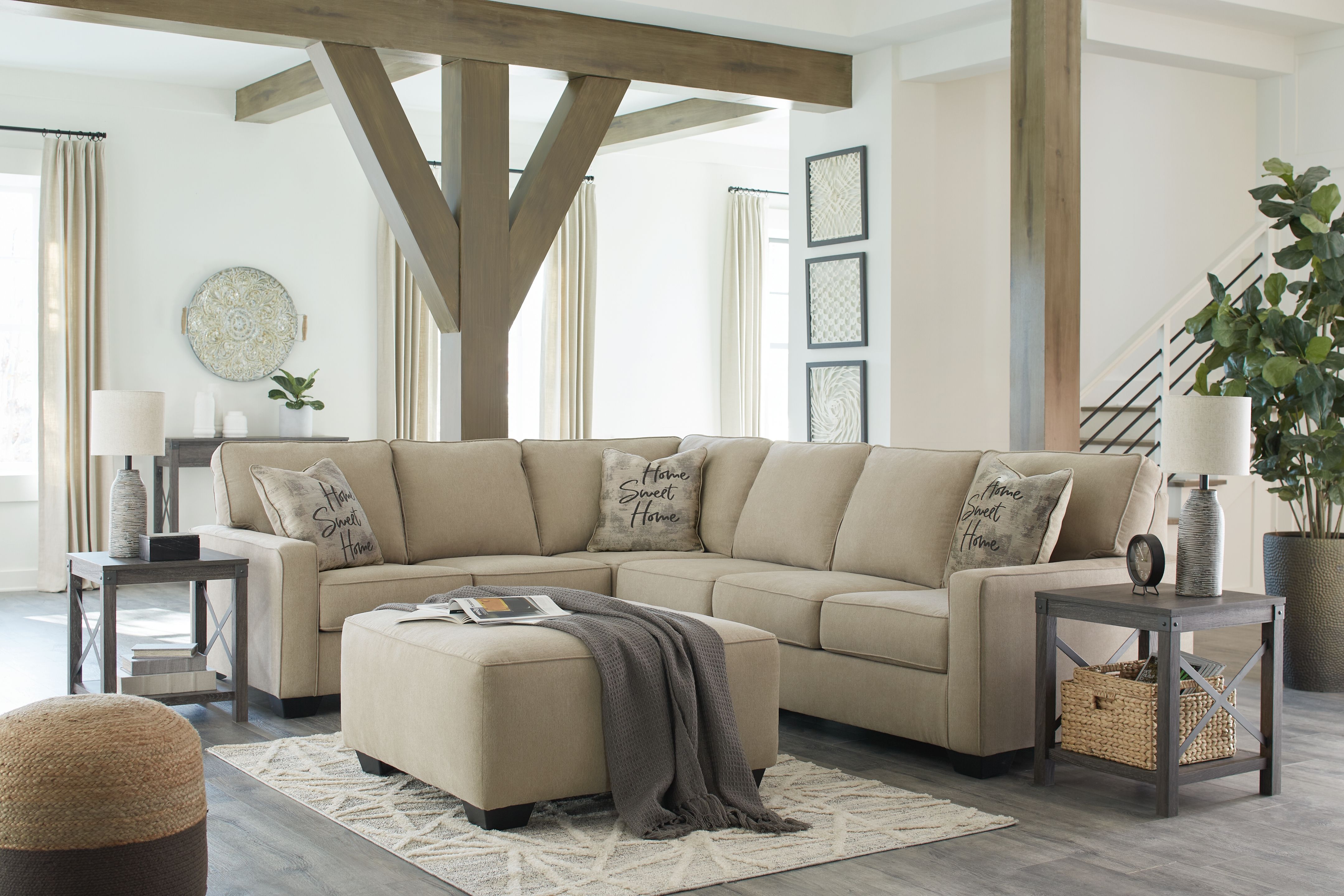 Ashley Lucina Quartz 4 Pc. Corner Sofa 3 Pc Sectional Ottoman