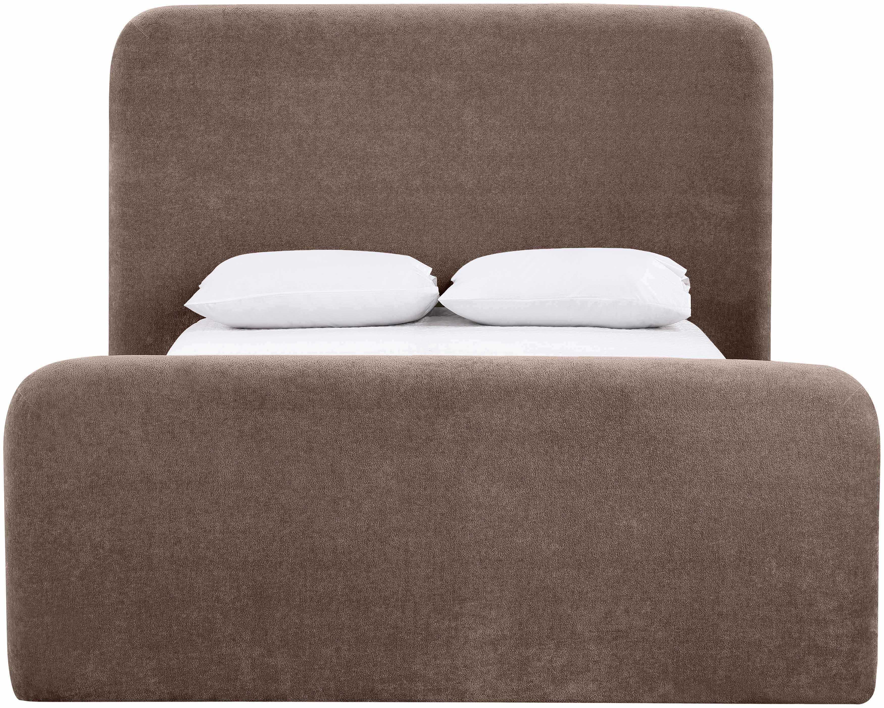 Fira - Chenille Fabric Upholstered Queen Bed - Brown