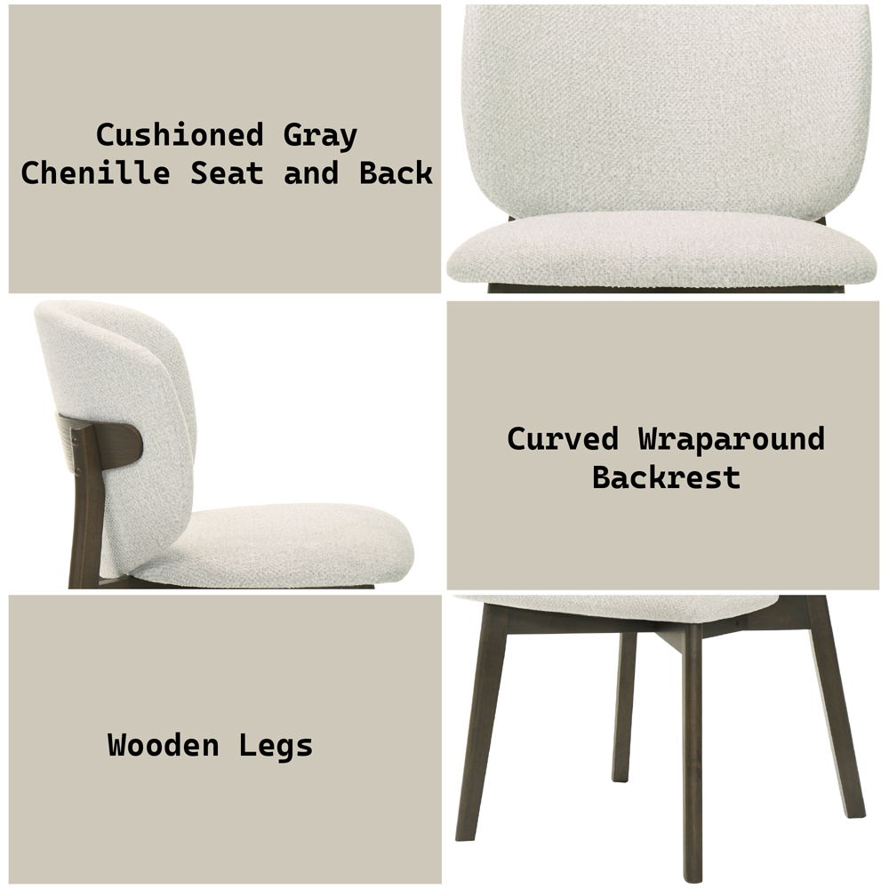 Mallin - Side Chair (Set of 2) - Gray Chenille & Walnut, light gray, view 8
