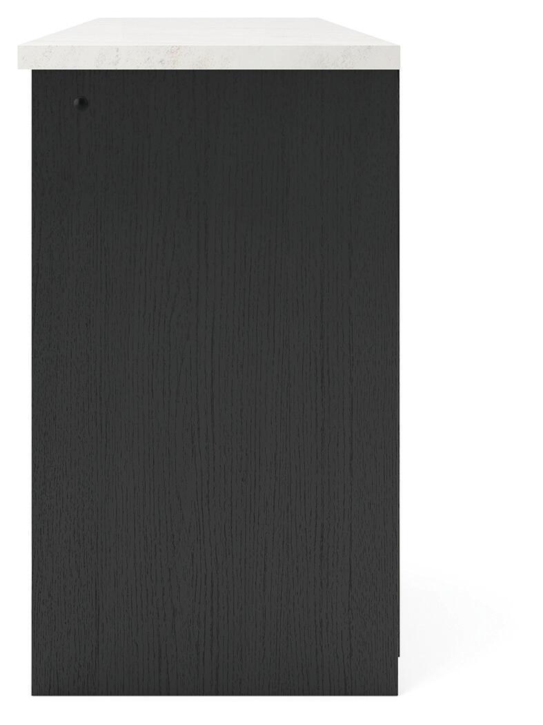 Ashley Furniture Cadmori - XL TV Stand With Fireplace Option - Black / White - Image 8