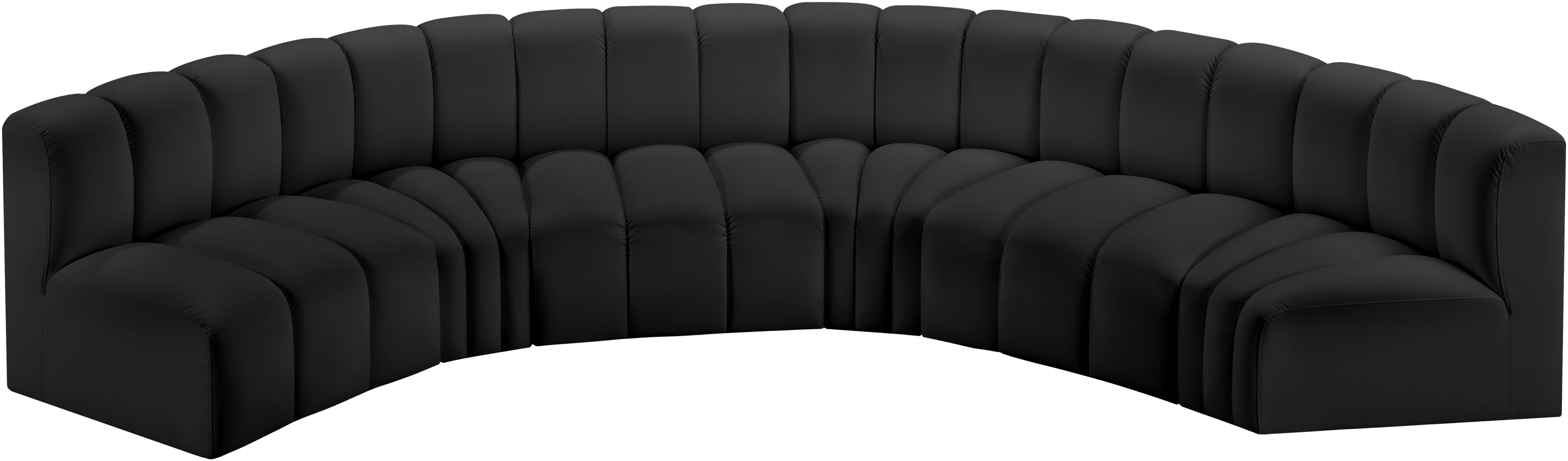 Arc - Faux Leather 6 Piece U-Shaped Modular Sofa - Black