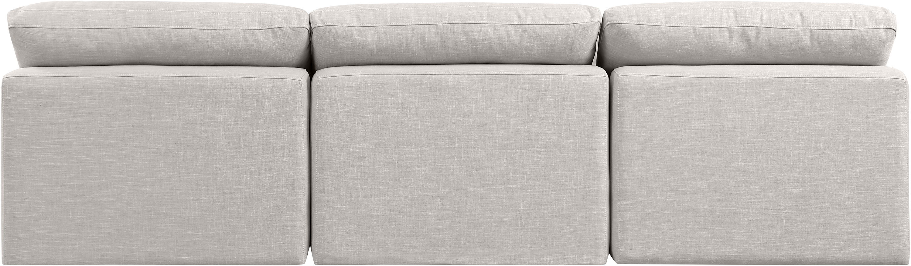 Indulge - Linen 3 Piece Modular Armless Sofa - Cream