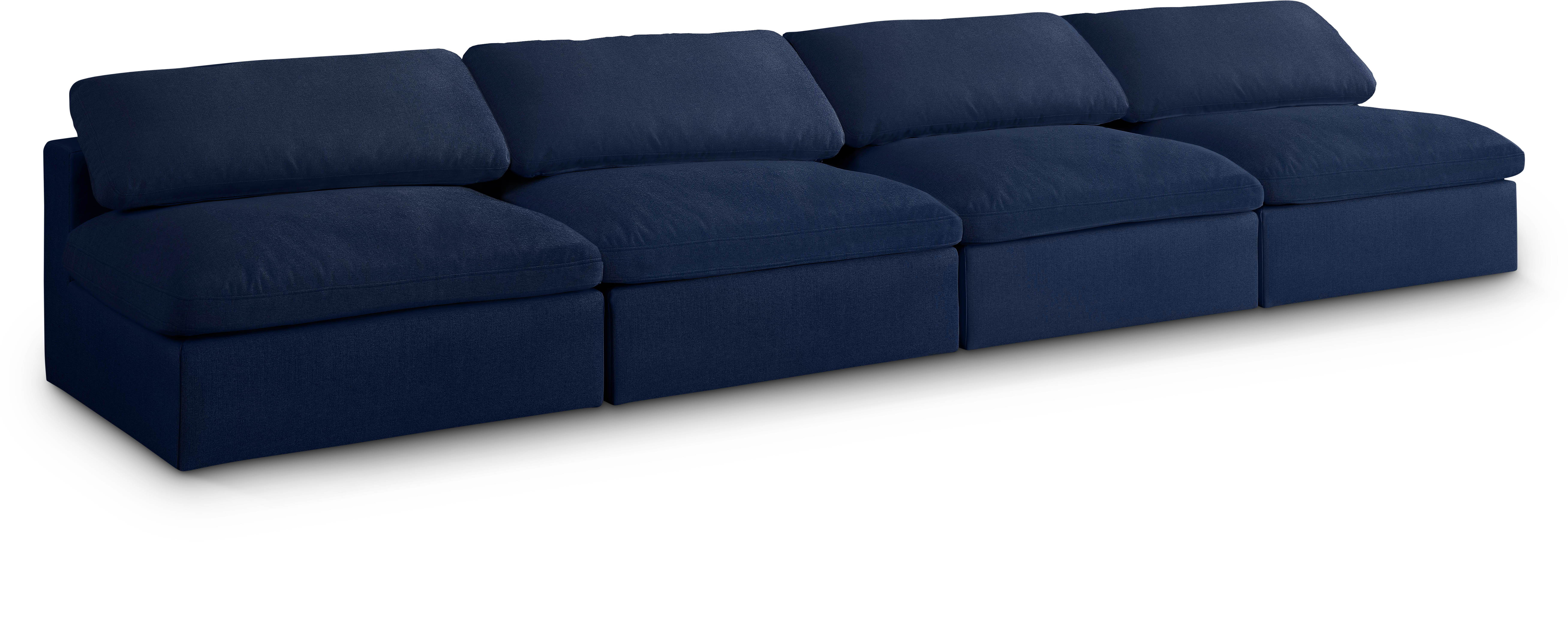 Serene - 4 Seat Modular Armless Sofa - Navy