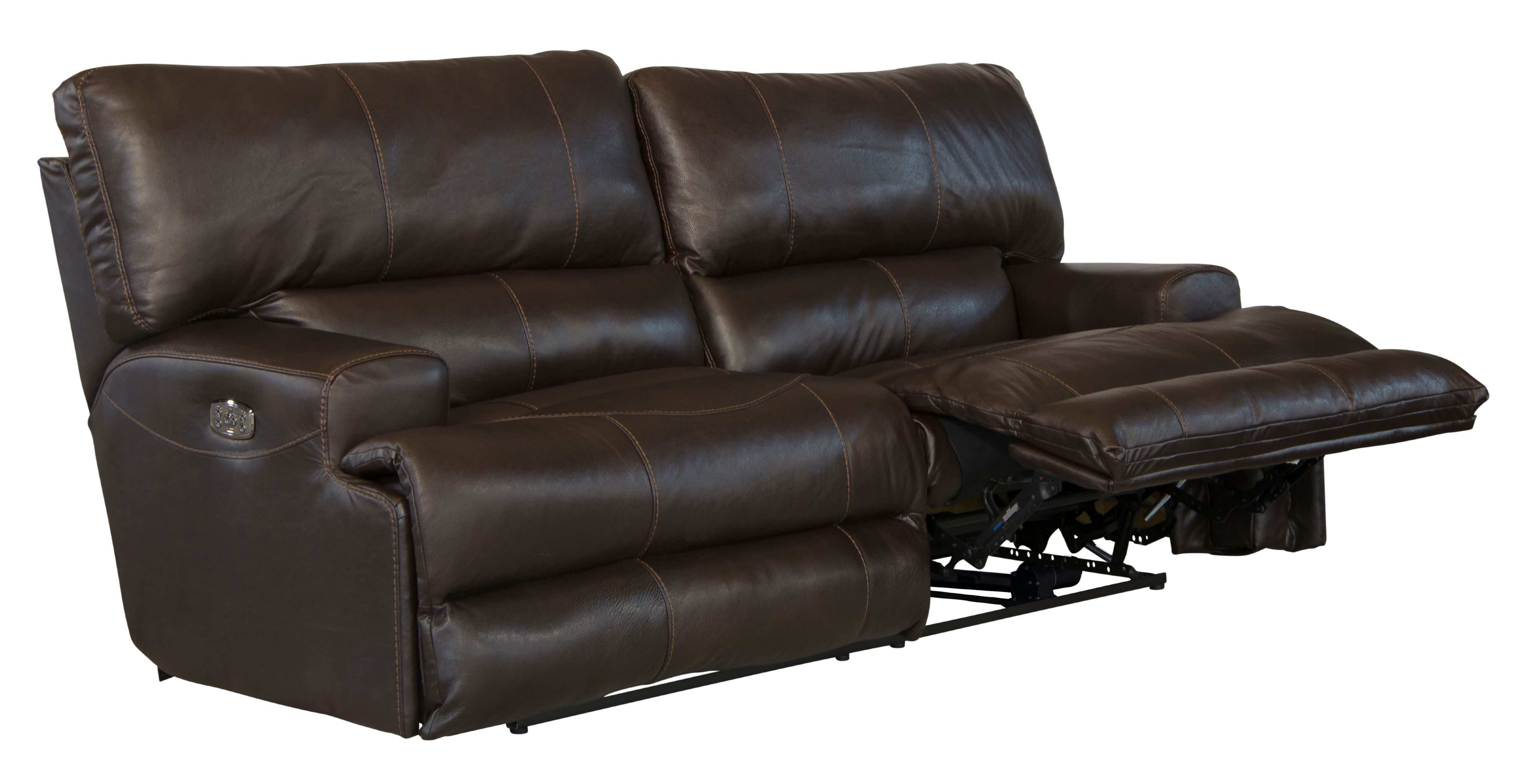 Wembley - Italian Leather Match Power Lay Flat Reclining Sofa With Power Adjustable Headrest & Lumbar - Chocolate