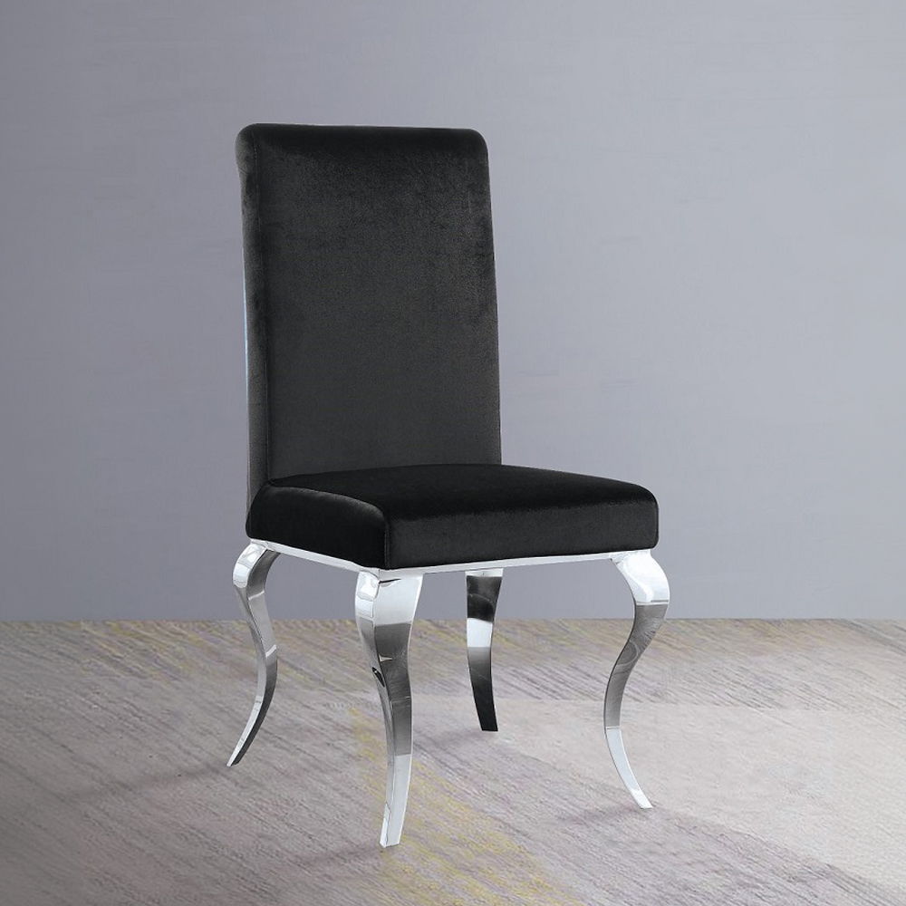 Fabiola - Side Chair (Set of 2) - Black Fabric & Stainless Steel, black