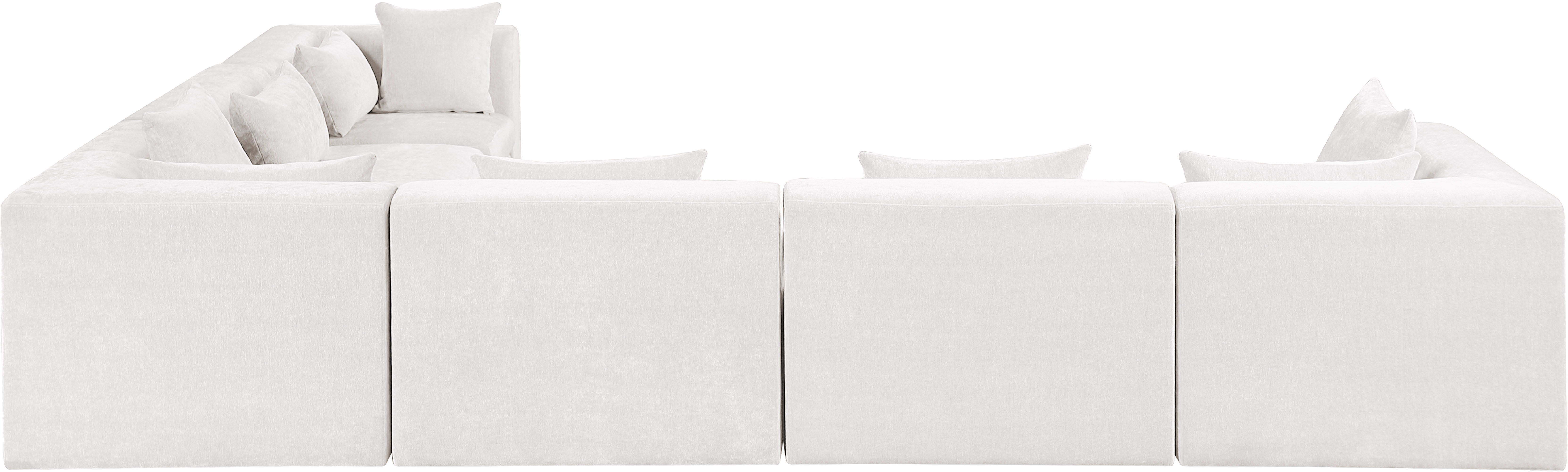 Stellar - 6 Piece Chenille Fabric 152" Upholstered Modular Sectional - Cream