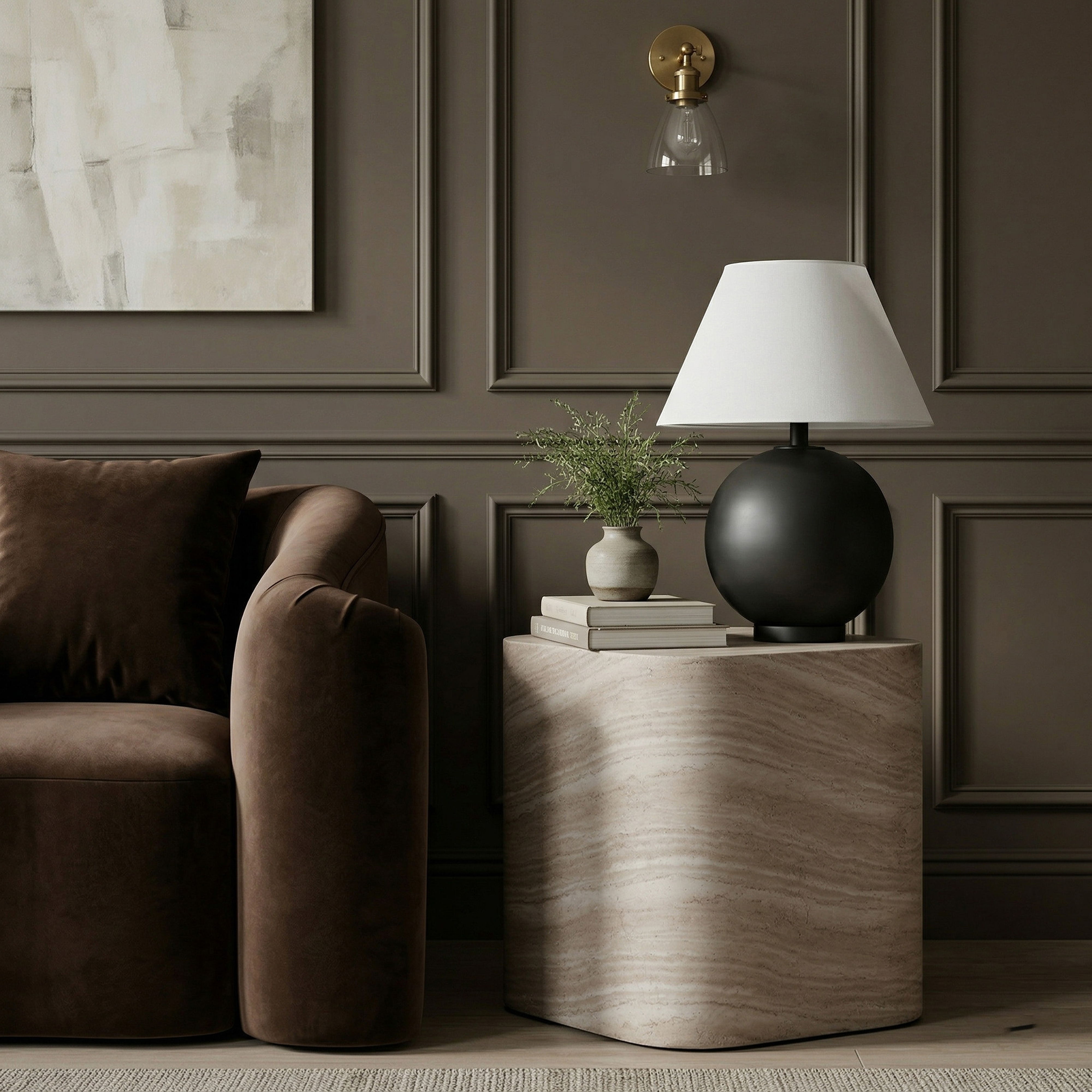 Vellon - Indoor/Outdoor End/Side Table - Travertine