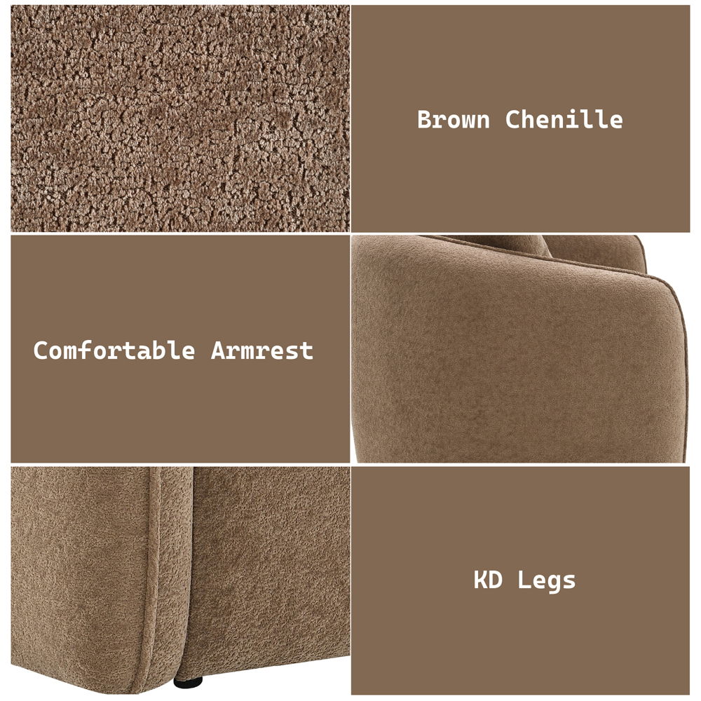 Keith - Sofa With 3 Pillows - Brown Chenille, light brown, view 8