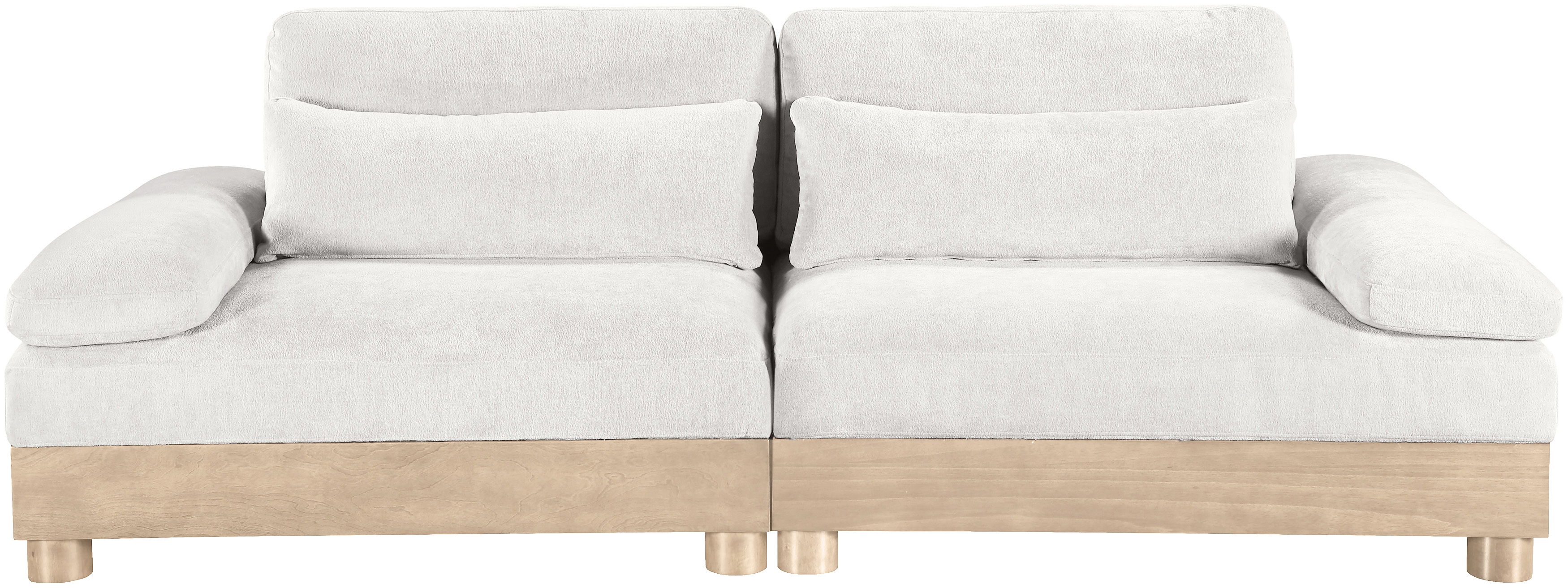 Turin - 95.5" Chenille Fabric Upholstered 2 Piece Modular Loveseat - Cream / Natural Oak
