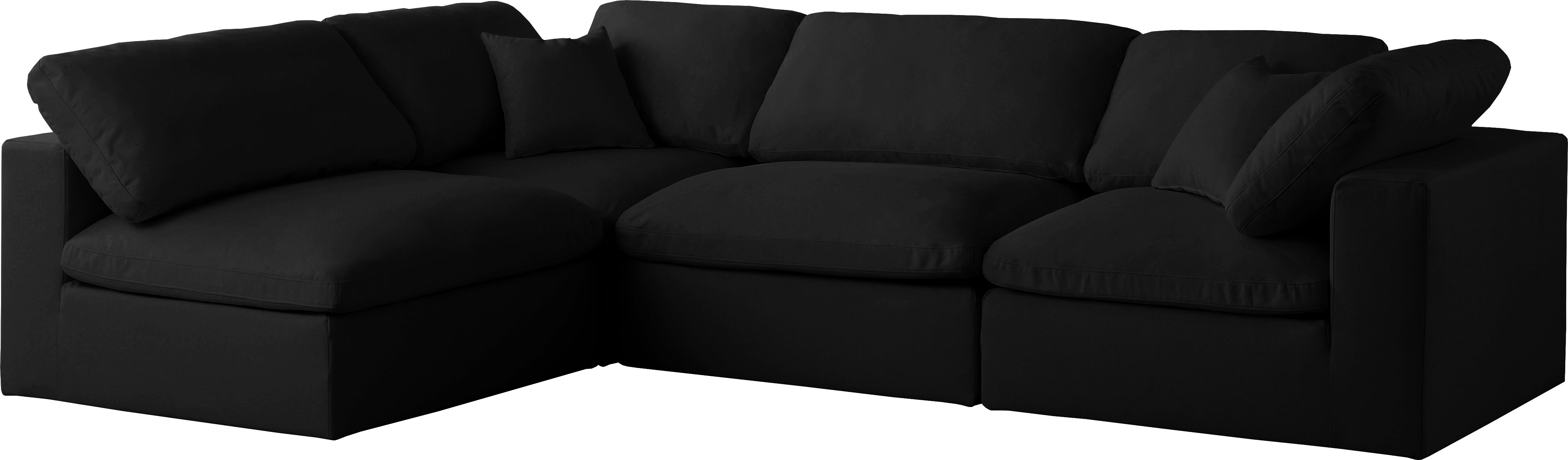 Plush - 4 Piece Modular Corner Sectional - Black