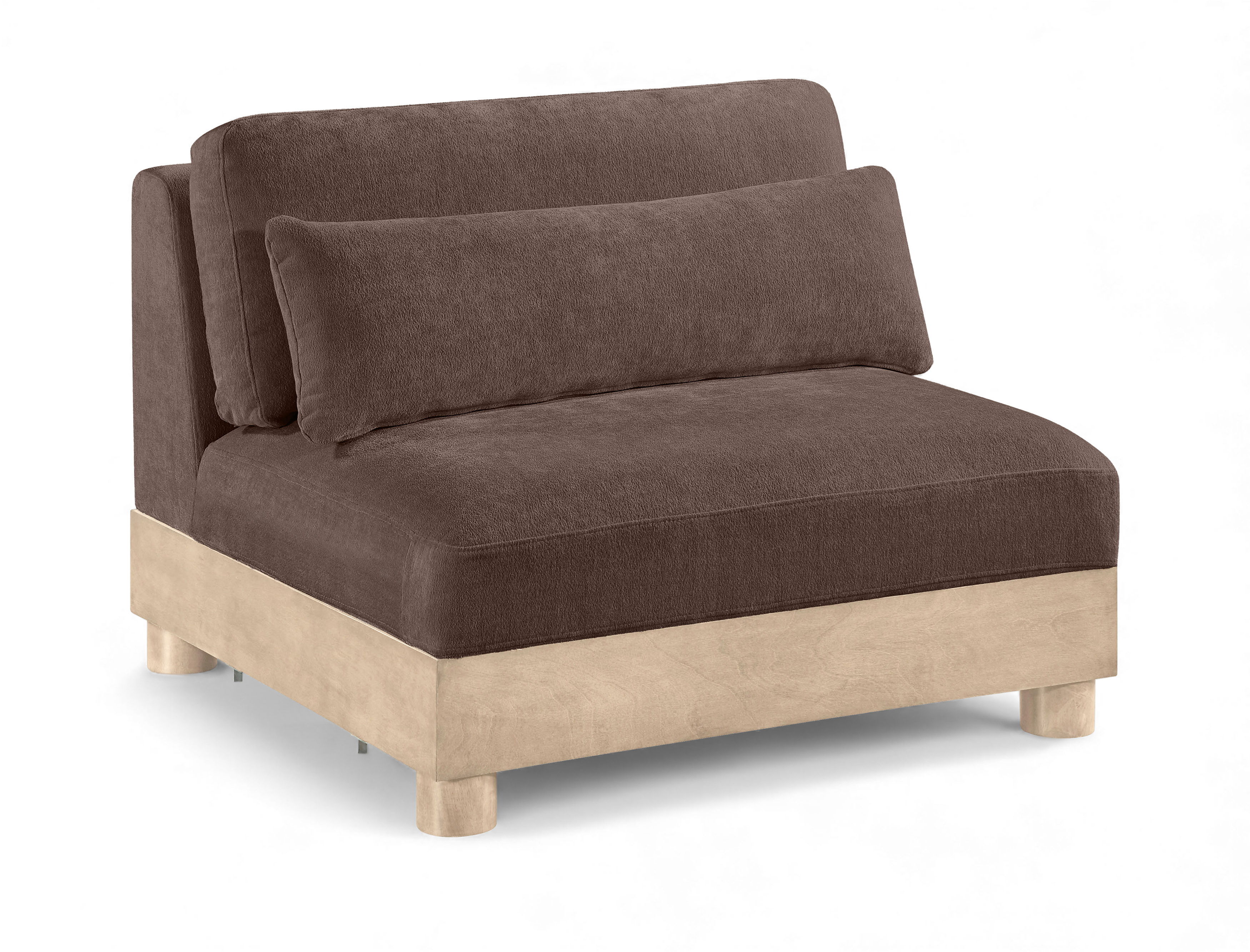 Turin - Chenille Fabric Upholstered Modular Armless Chair - Brown / Natural Oak