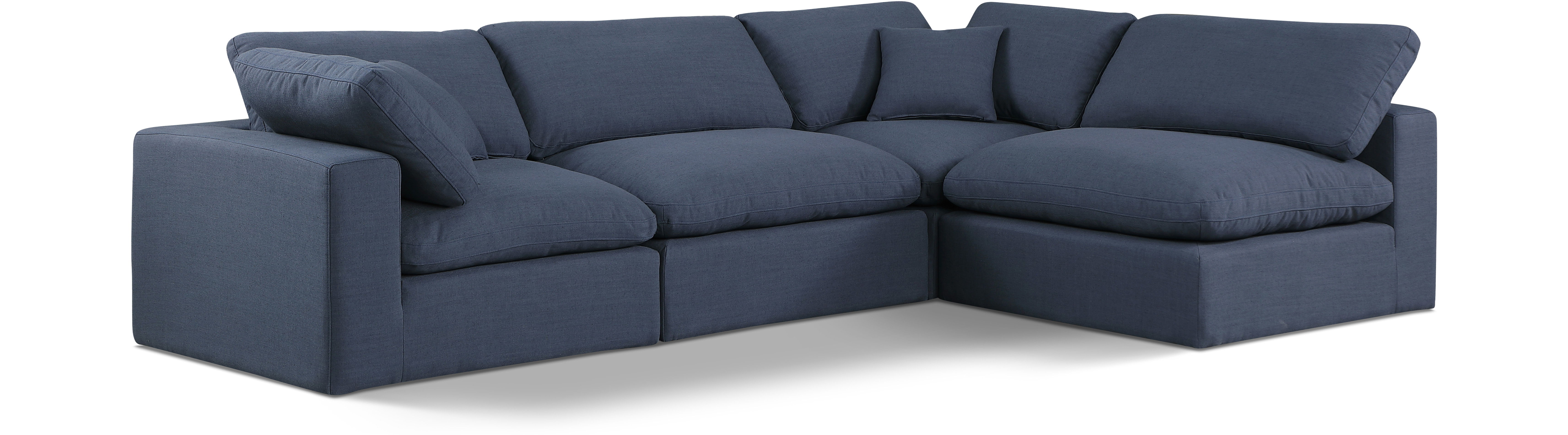 Comfy - 4 Piece Linen Fabric Modular Armless Sectional - Blue