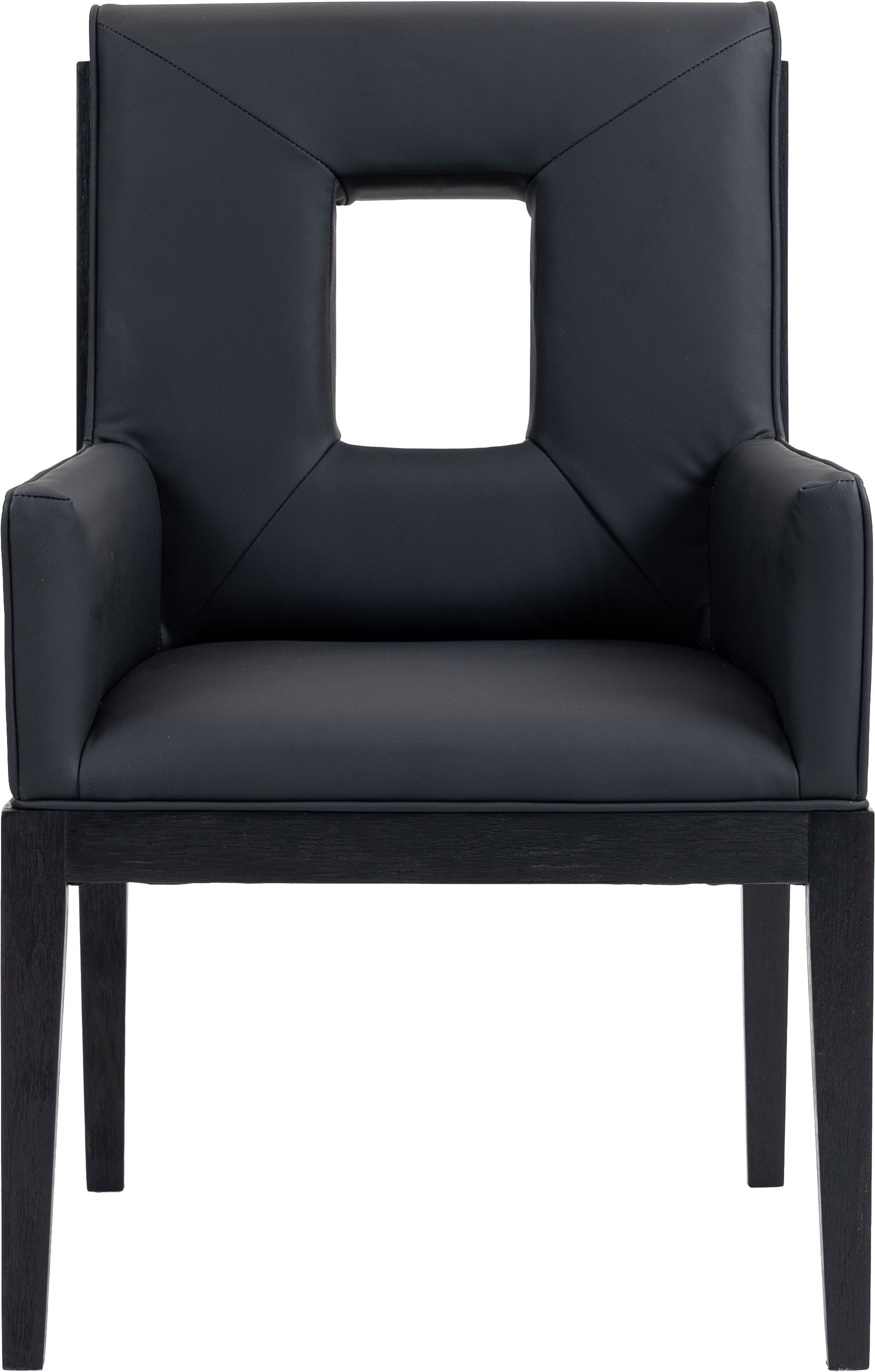 Gwendolyn - Faux Leather Dining Arm Chair With Black Frame - Black