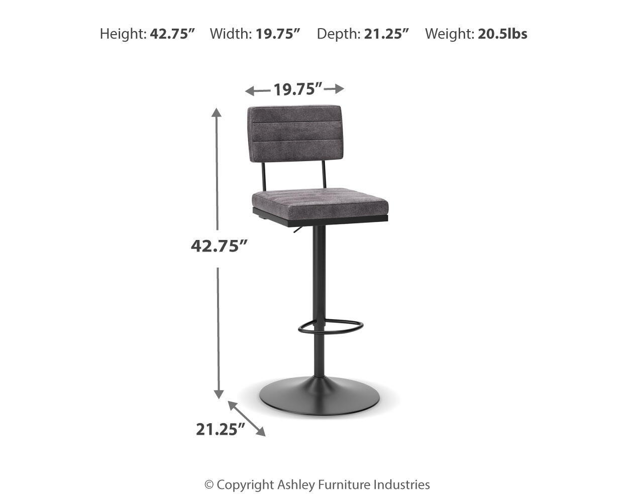 Ashley Furniture Strumford - Tall Swivel Barstool (Set of 2) with Cushioned Back - Gray / Black - Image 4